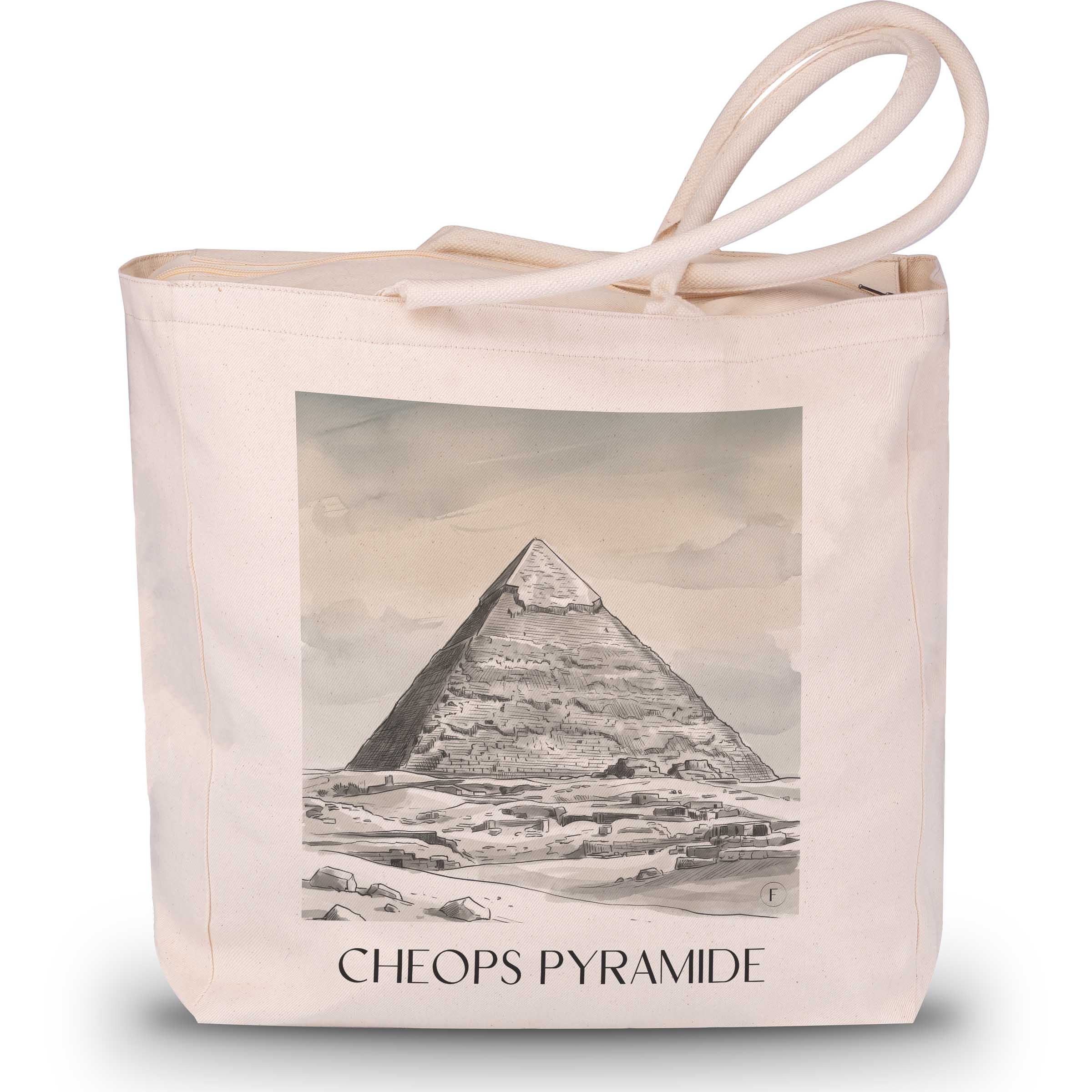 cheops-pyramide-ägypten-einkaufstasche-aquarell-schwarz-weiss