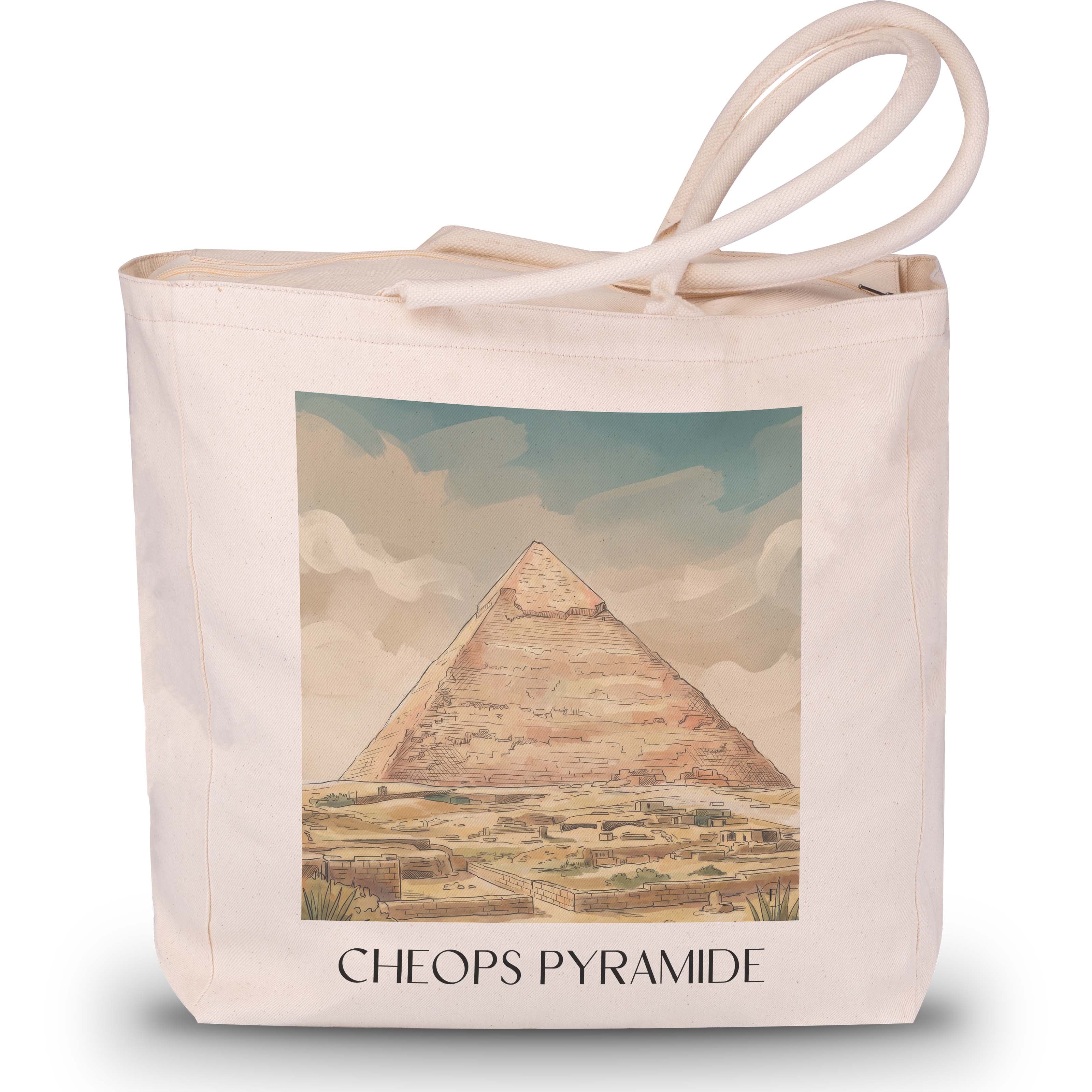 cheops-pyramide-ägypten-einkaufstasche-aquarell
