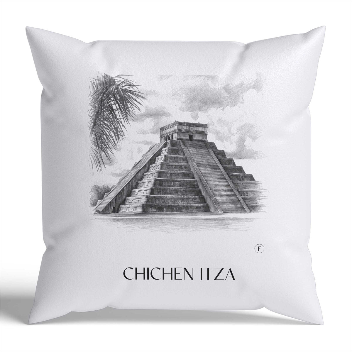 Chichén Itzá Kissenhülle - Zierkissen Bezug - Mexiko - Mexiko Kissen bzw. Kissenbezug im Zeichnung Stil - favplace