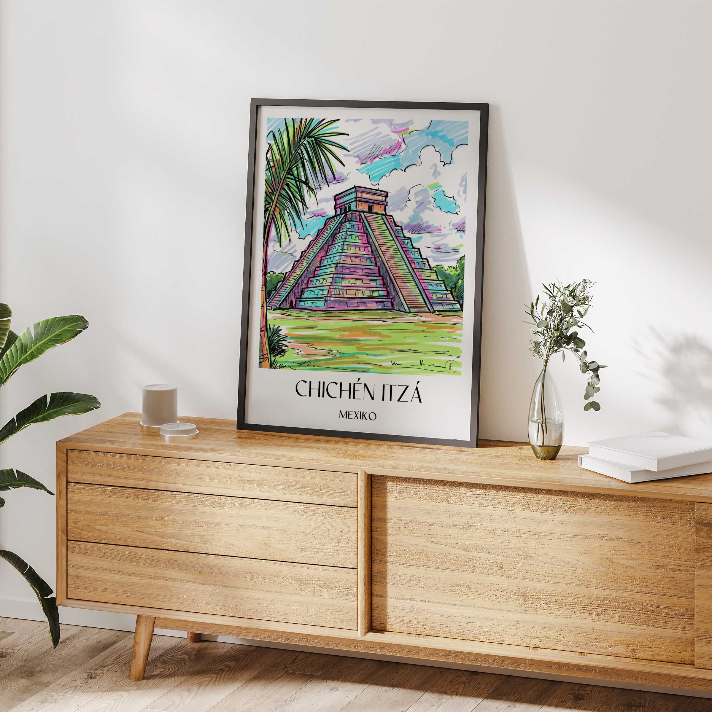 chichén-itzá-mexiko-poster-graffiti
