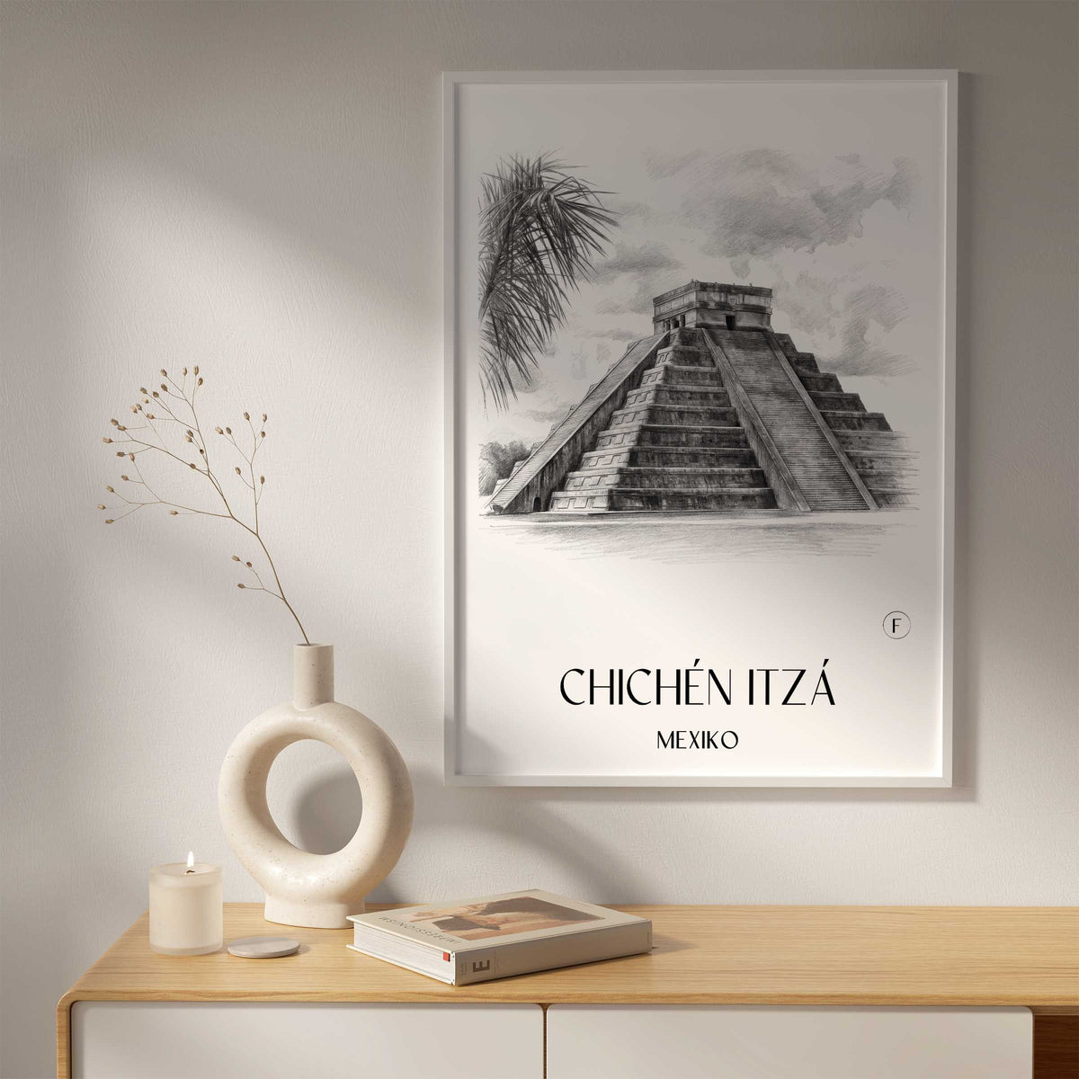 chichén-itzá-mexiko-poster-bleistift-zeichnung-drawing