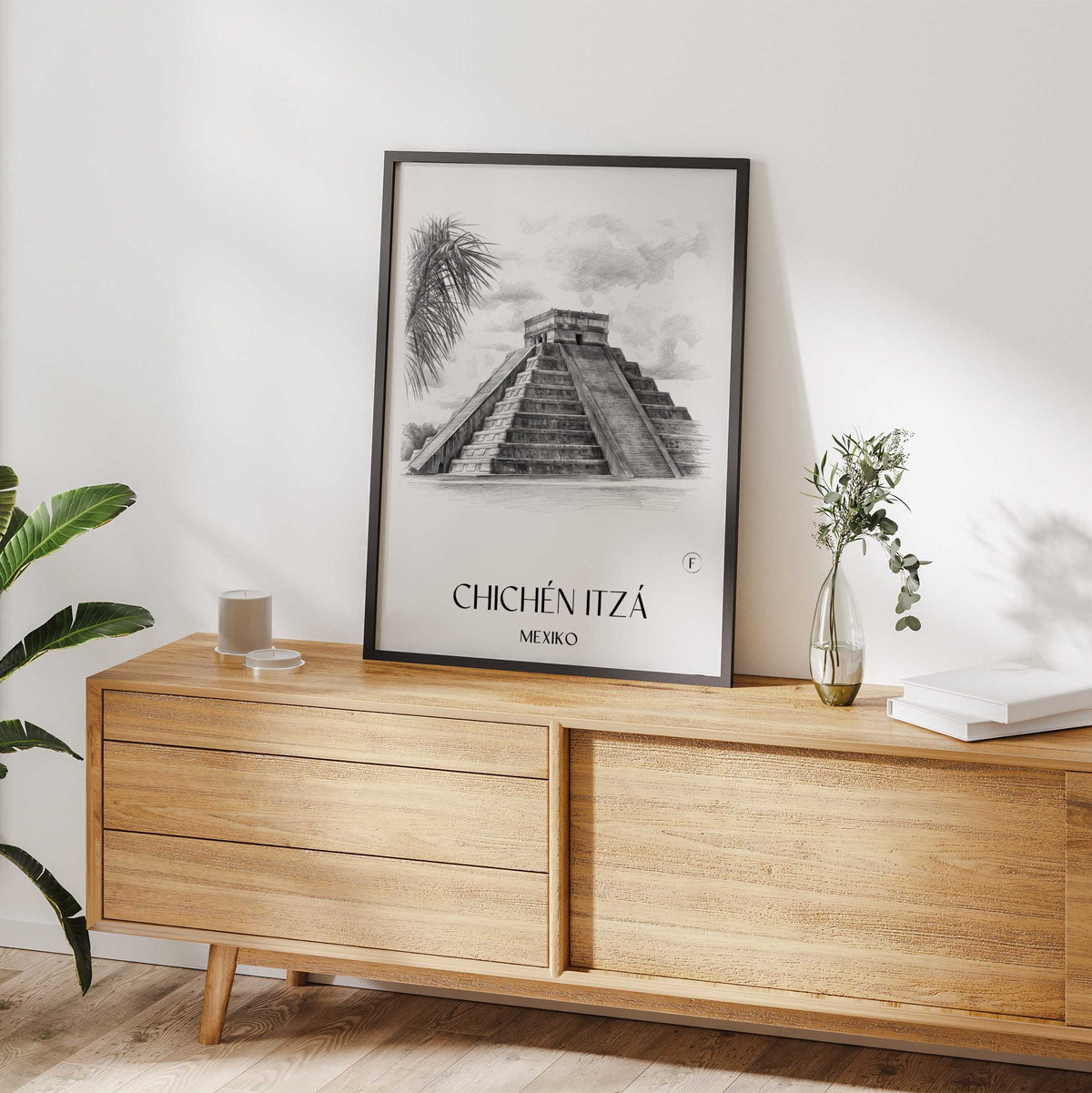 chichén-itzá-mexiko-poster-bleistift-zeichnung-drawing