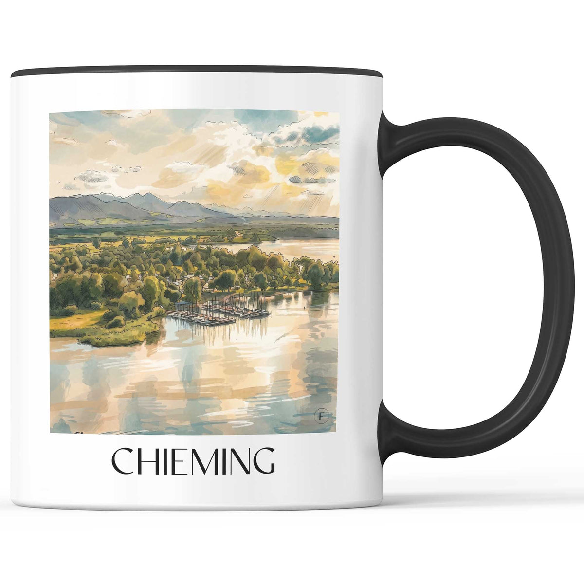 Chieming Kaffeebecher - Chiemgau - Deutschland Becher - Kaffeetasse im Aquarell Stil - favplace