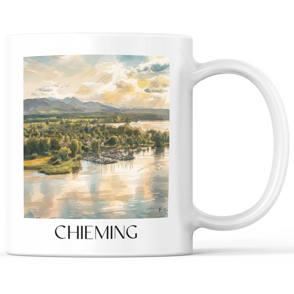 Chieming Kaffeebecher - Chiemgau - Deutschland Becher - Kaffeetasse im Aquarell Stil - favplace