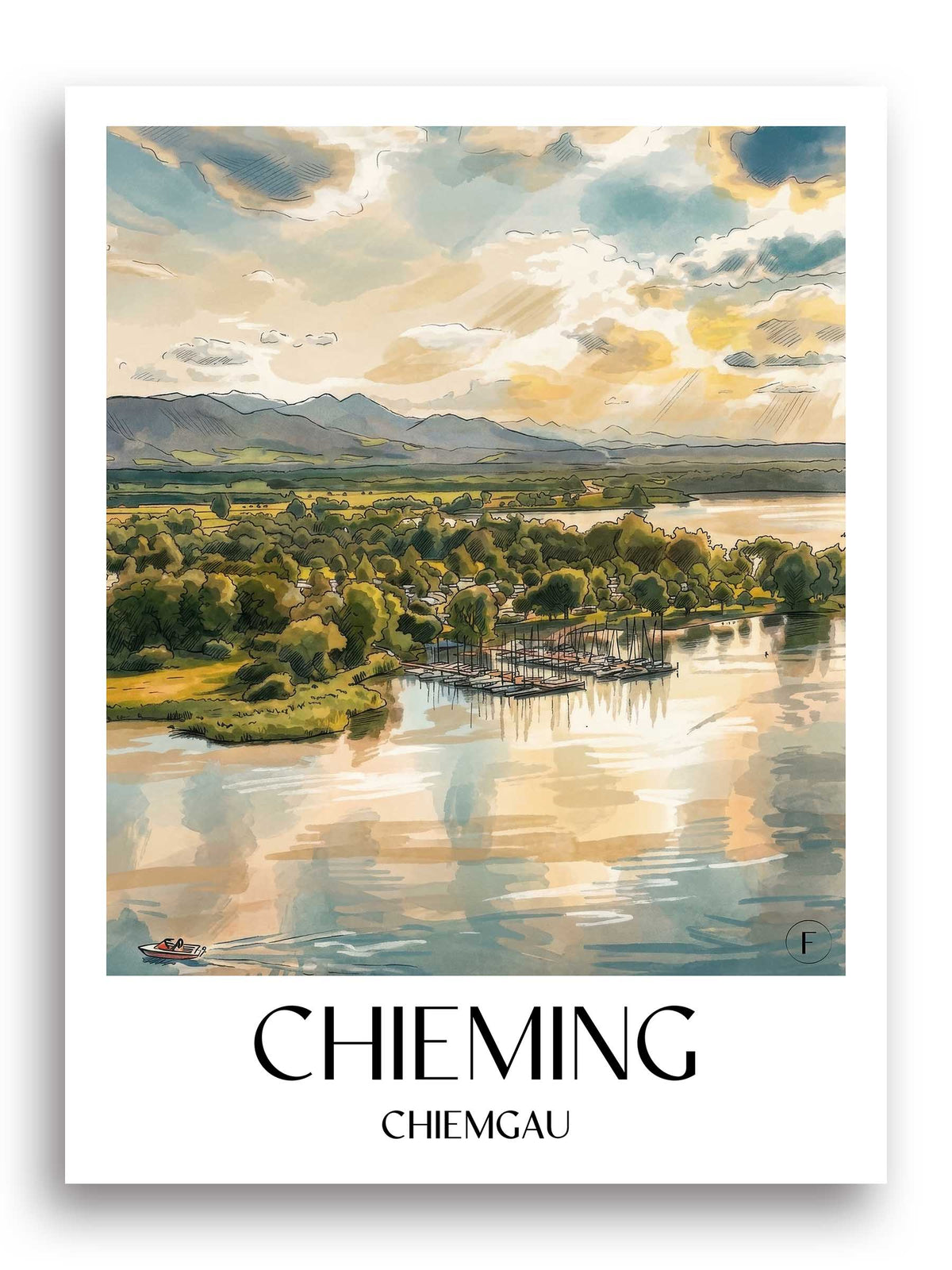 chieming-chiemgau-deutschland-poster-aquarell