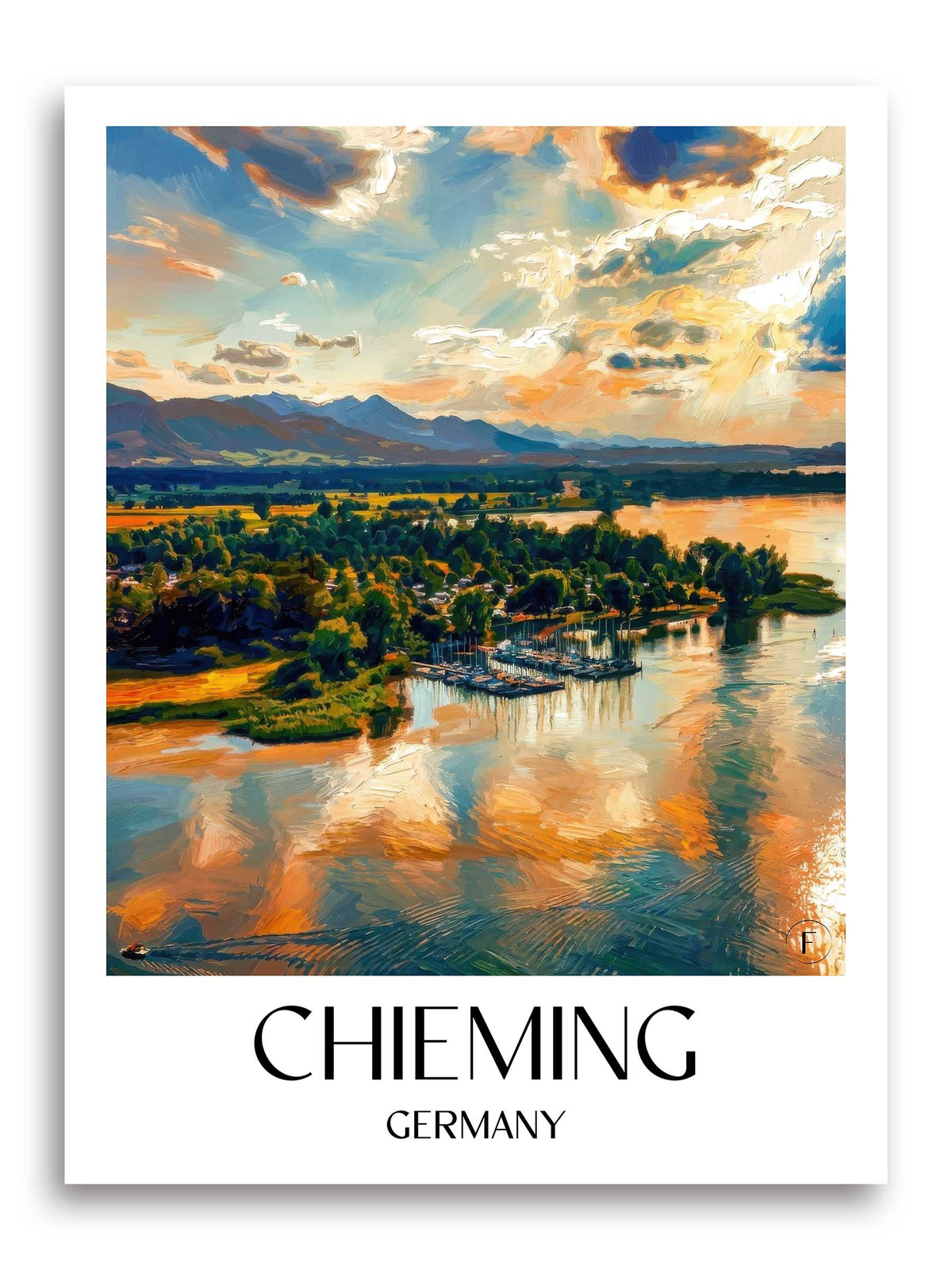 Chieming Poster - Chiemgau - Deutschland Kunstdruck - Ölgemälde von A4 bis A1 - favplace