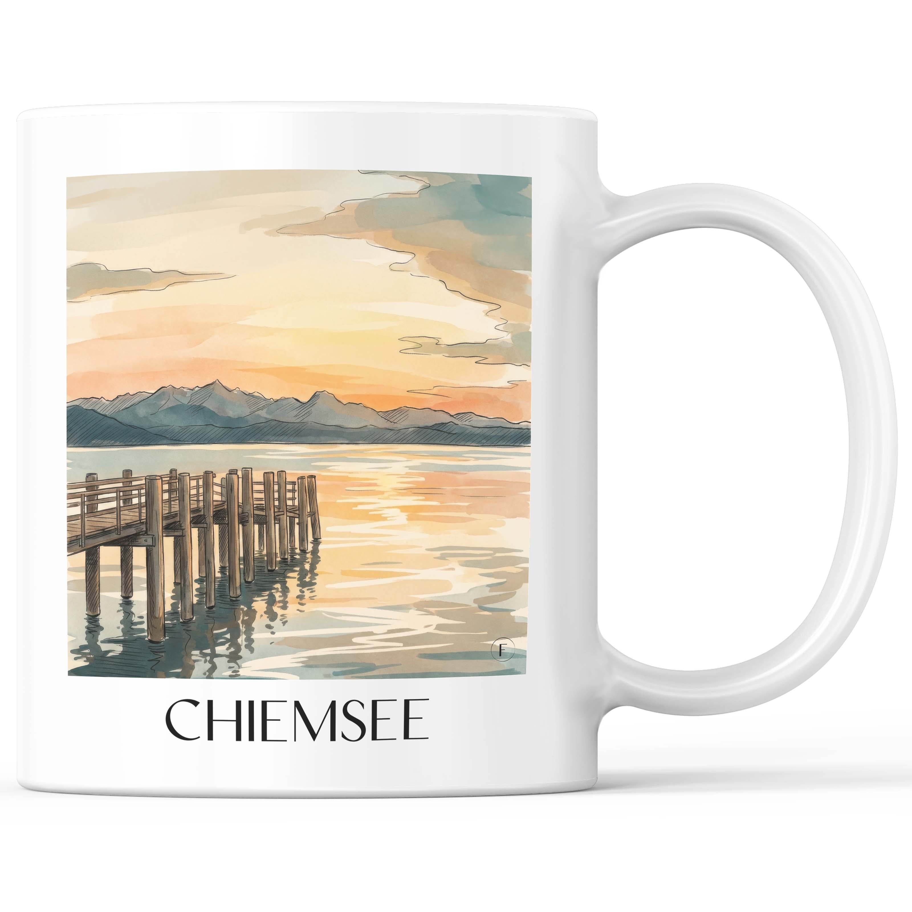 Chiemsee - Deutschland Becher - Kaffeetasse im Aquarell Stil - favplace