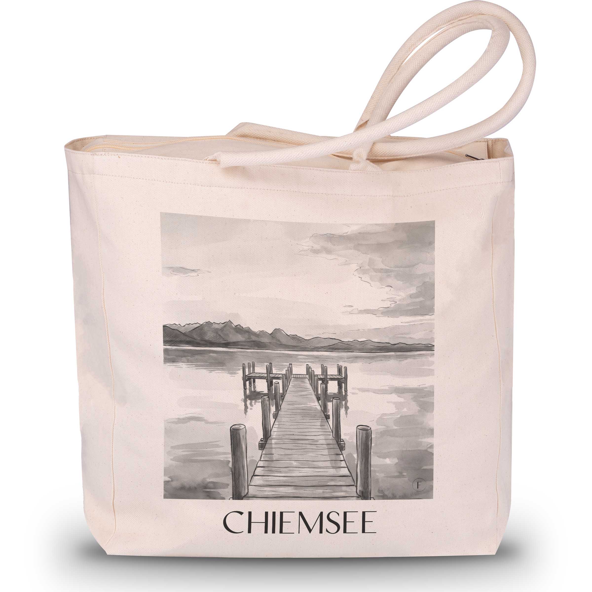 chiemsee-deutschland-einkaufstasche-aquarell-schwarz-weiss