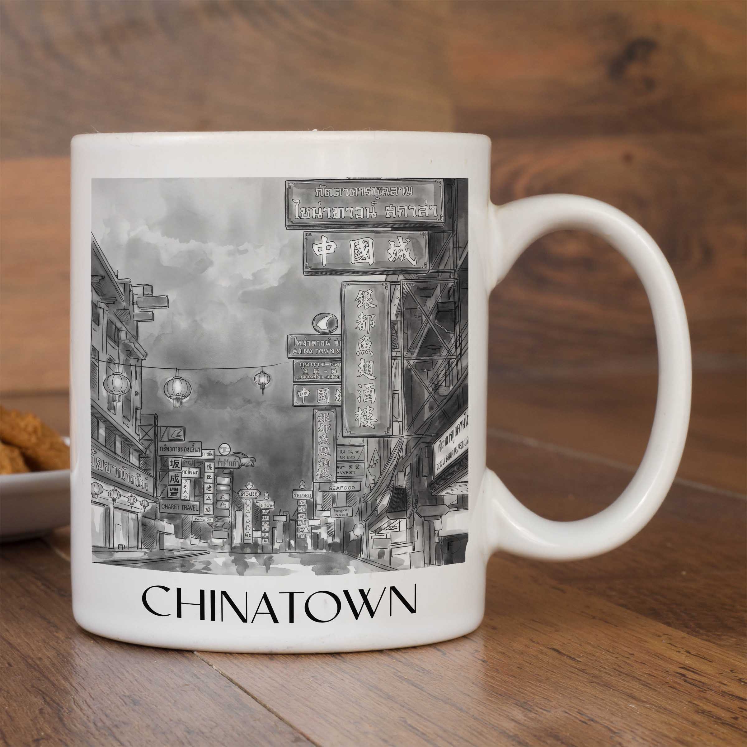 chinatown-bangkok-thailand-kaffeebecher-aquarell-schwarz-weiss