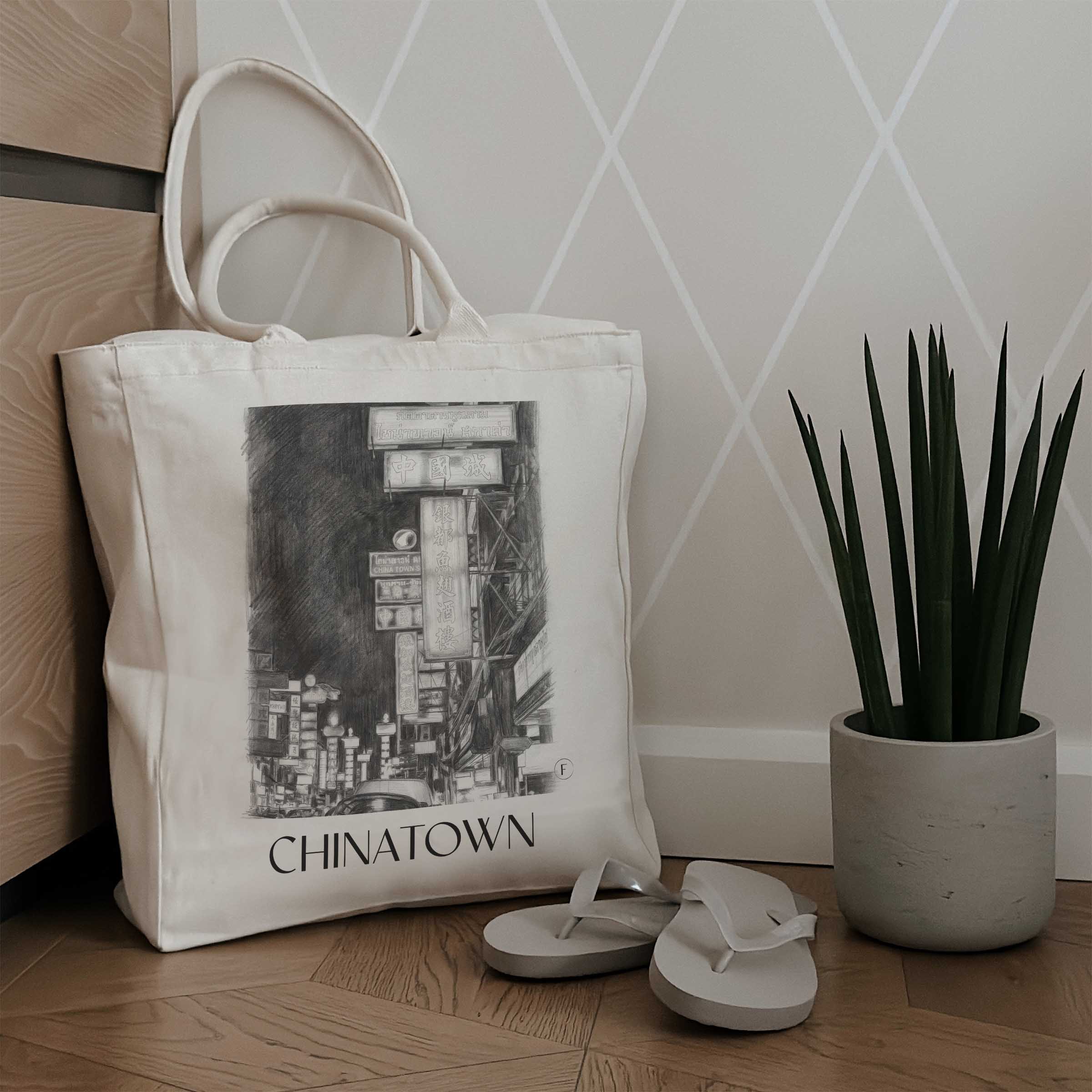 chinatown-bangkok-thailand-einkaufstasche-bleistift-zeichnung-drawing