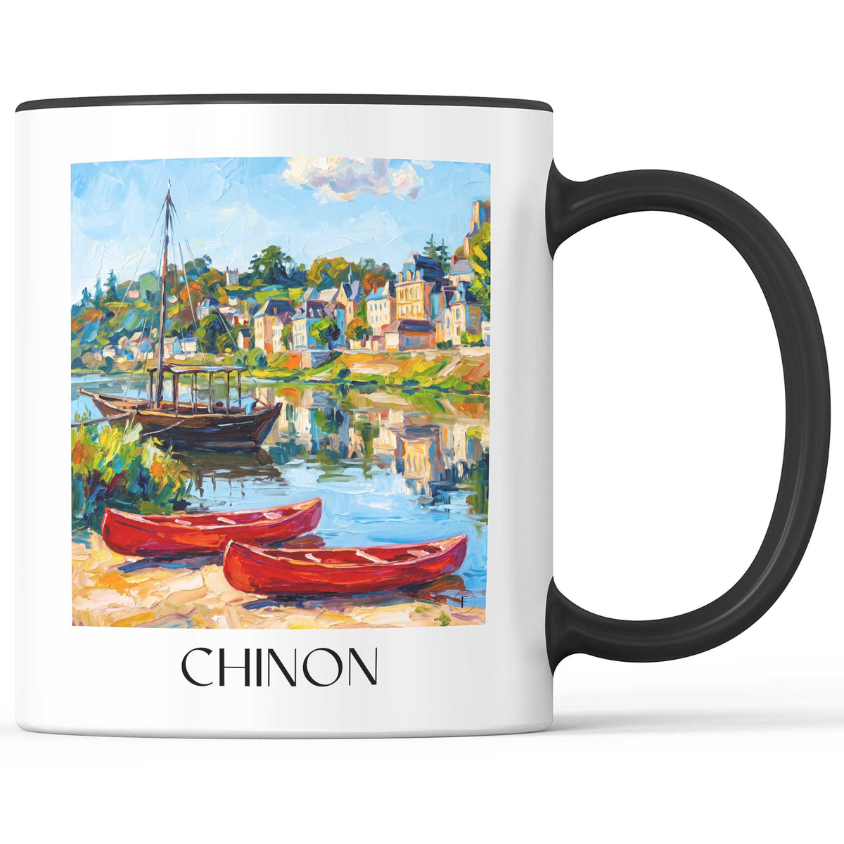 Chinon Kaffeebecher - Val de Loire - Frankreich Becher - Kaffeetasse im Ölgemälde Stil - favplace