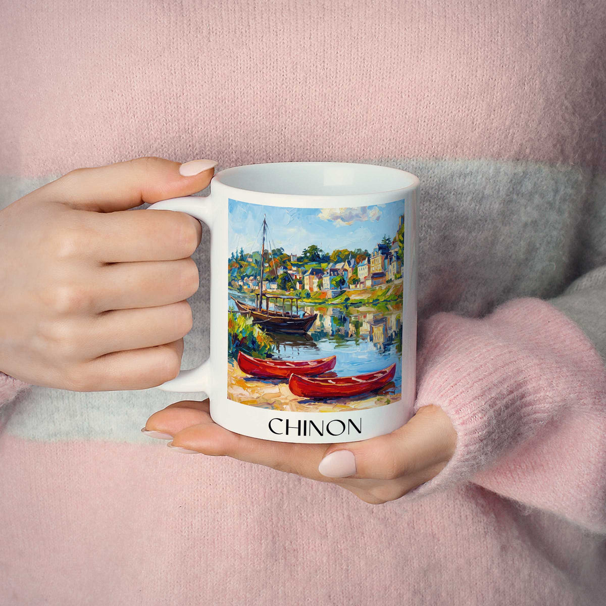 chinon-val-de-loire-frankreich-kaffeebecher-oil-painting-oelgemaelde