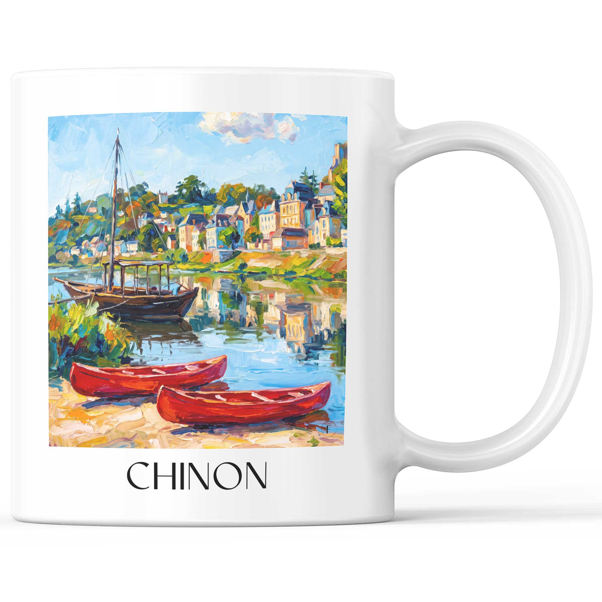Chinon Kaffeebecher - Val de Loire - Frankreich Becher - Kaffeetasse im Ölgemälde Stil - favplace
