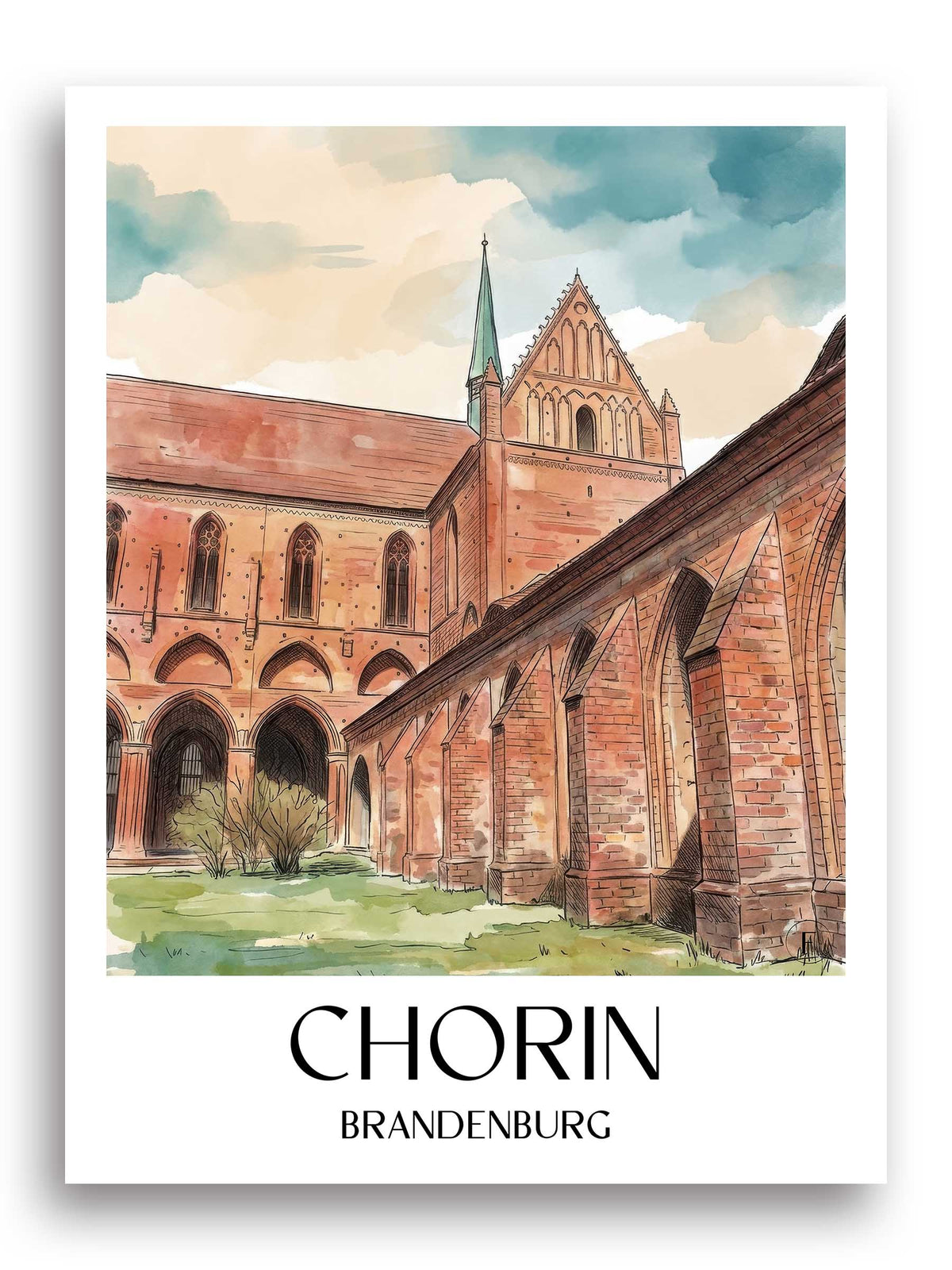 chorin-brandenburg-deutschland-poster-aquarell