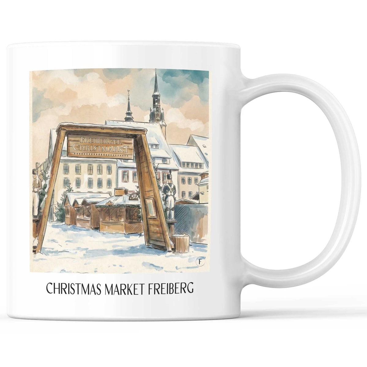 Christmarkt Kaffeebecher - Freiberg - Deutschland Becher - Kaffeetasse im Aquarell Stil - favplace