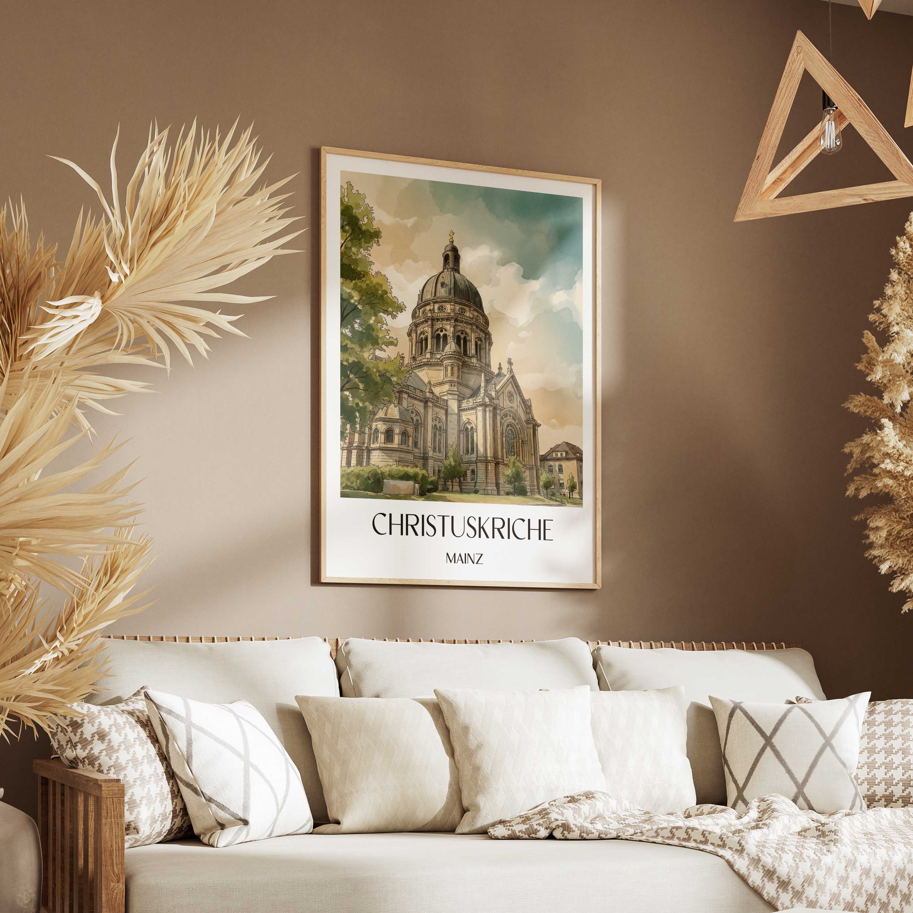 christuskriche-mainz-deutschland-poster-aquarell
