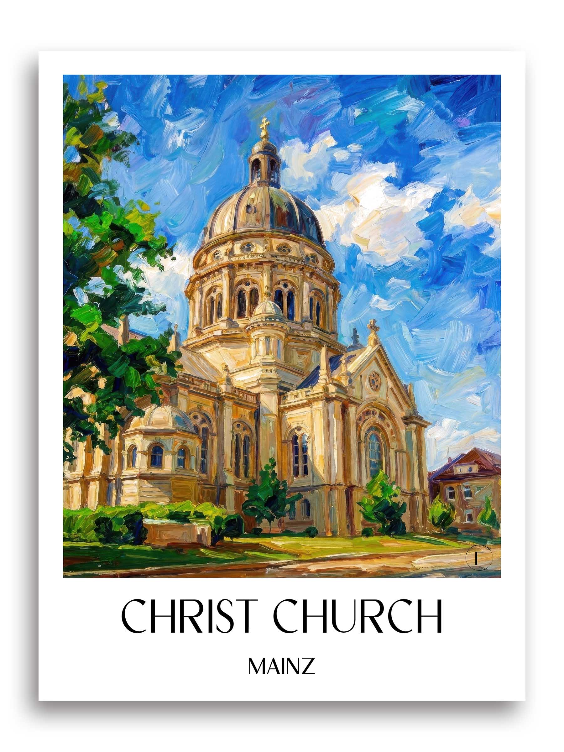 Christuskriche Poster - Mainz - Deutschland Kunstdruck - Ölgemälde von A4 bis A1 - favplace