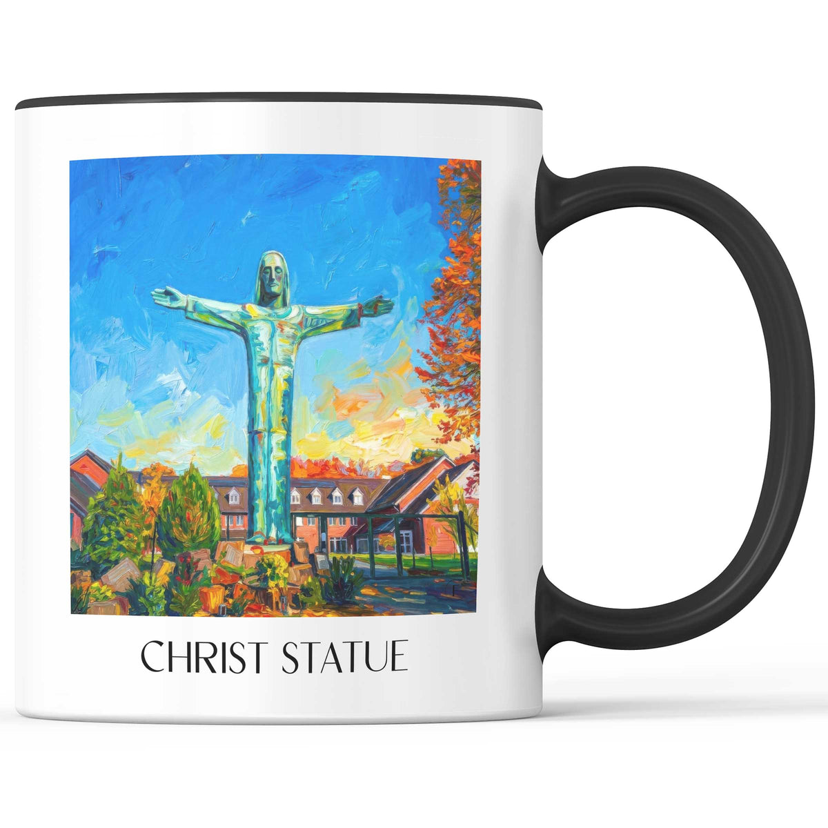Christusstatue Kaffeebecher - Sankt Augustin - Deutschland Becher - Kaffeetasse im Ölgemälde Stil - favplace