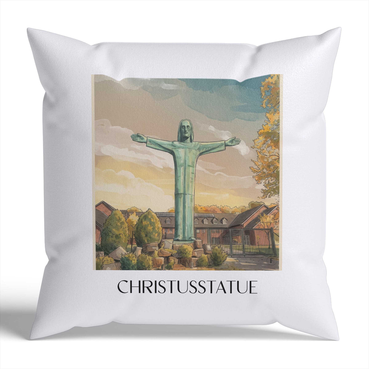 christusstatue-sankt-augustin-deutschland-kissenbezug-aquarell