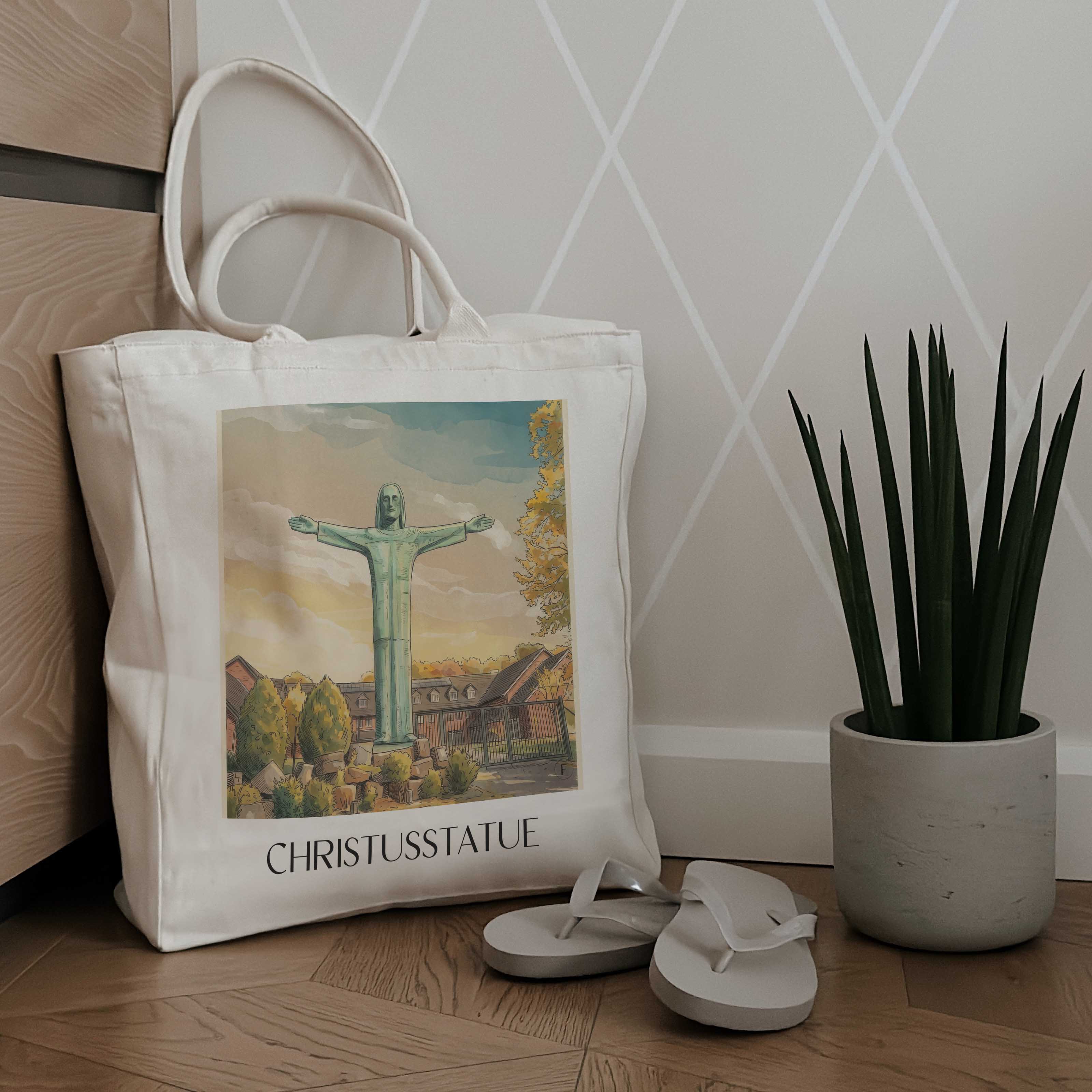 christusstatue-sankt-augustin-deutschland-einkaufstasche-aquarell