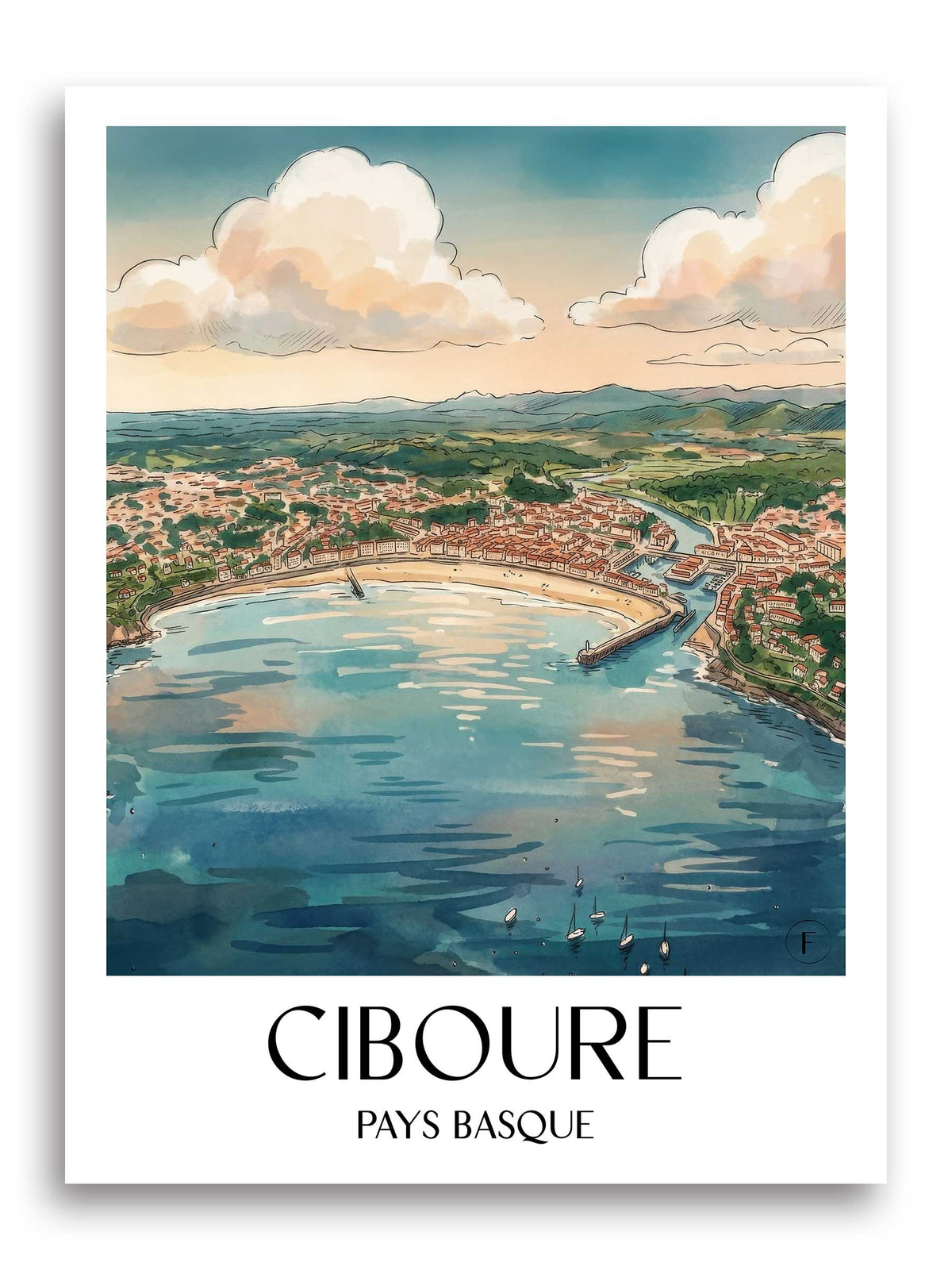 ciboure-pays-basque-frankreich-poster-aquarell