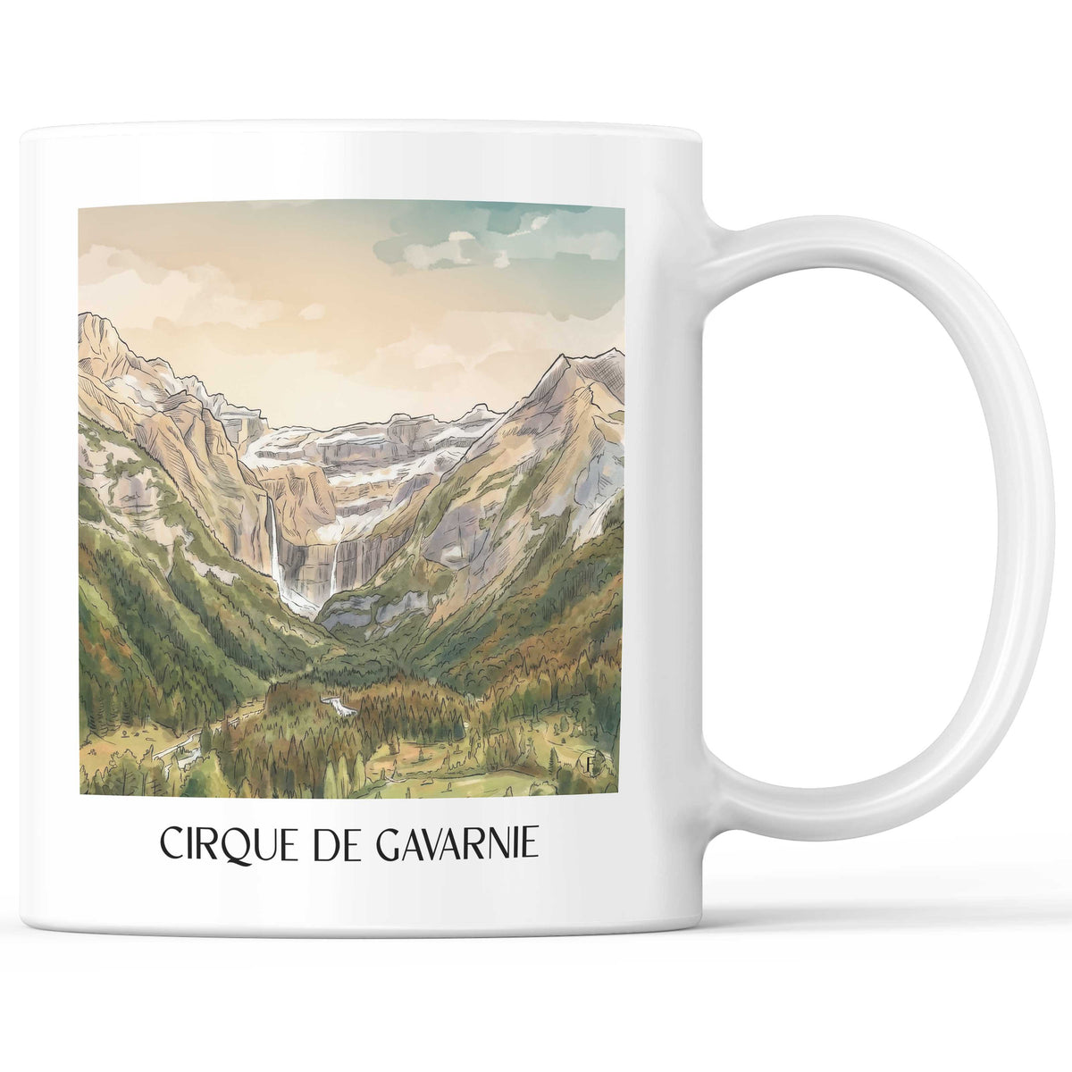 Cirque de Gavarnie Kaffeebecher - Pyrénées - Frankreich Becher - Kaffeetasse im Aquarell Stil - favplace
