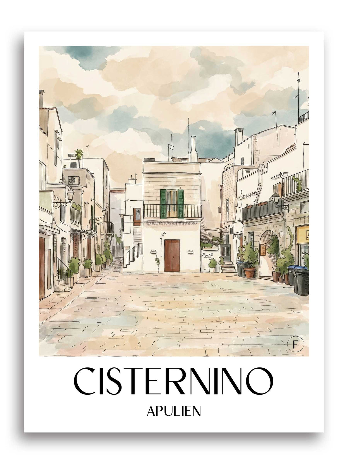 cisternino-apulien-italien-poster-aquarell
