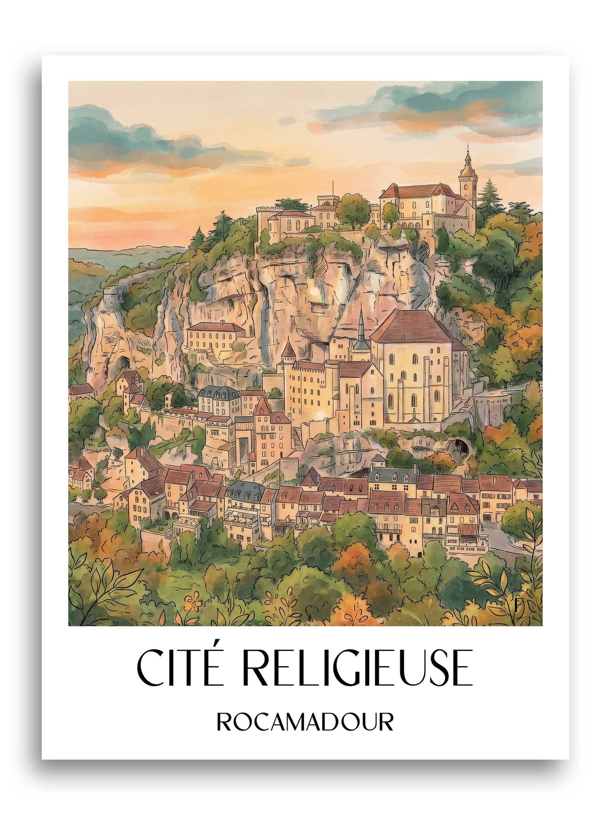 cité-religieuse-rocamadour-frankreich-poster-aquarell