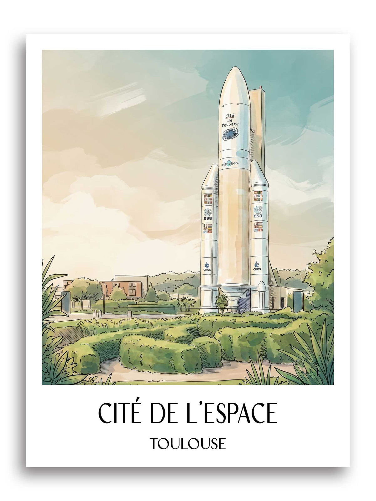 cité-de-l'espace-toulouse-frankreich-poster-aquarell