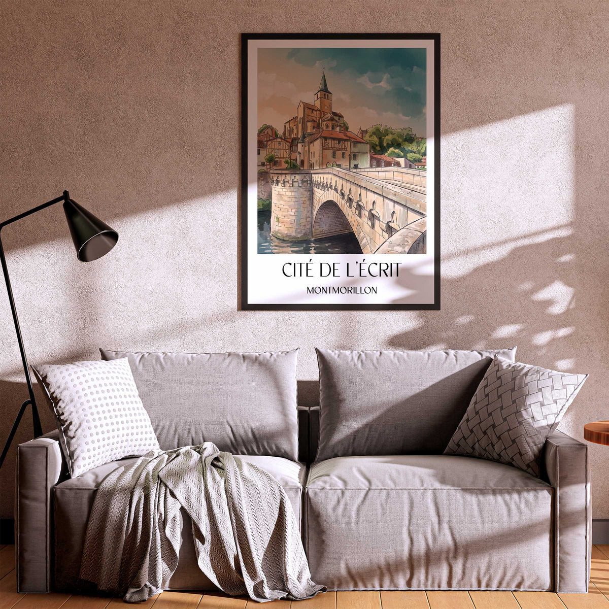 cité-de-l'écrit-montmorillon-frankreich-poster-aquarell