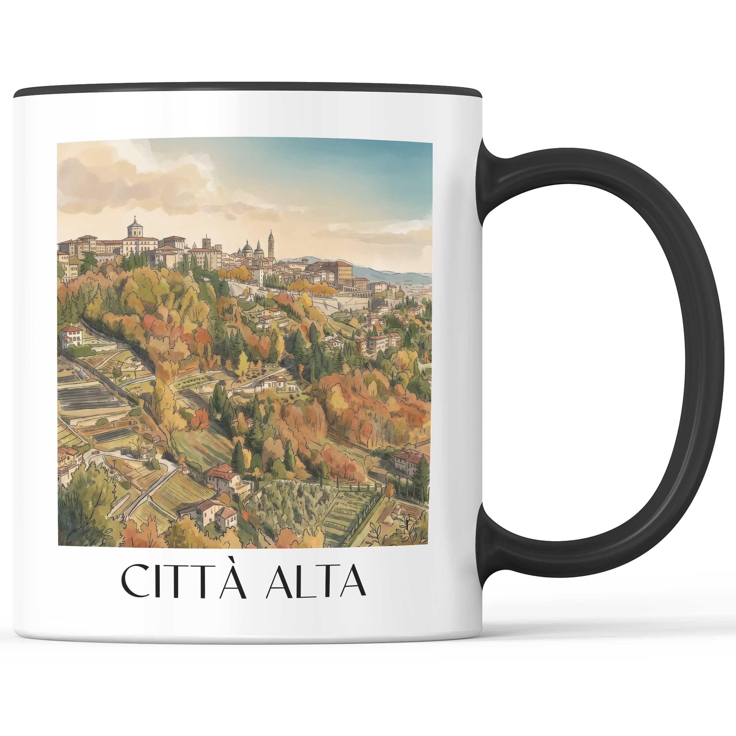 Città Alta Kaffeebecher - Bergamo - Italien Becher - Kaffeetasse im Aquarell Stil - favplace