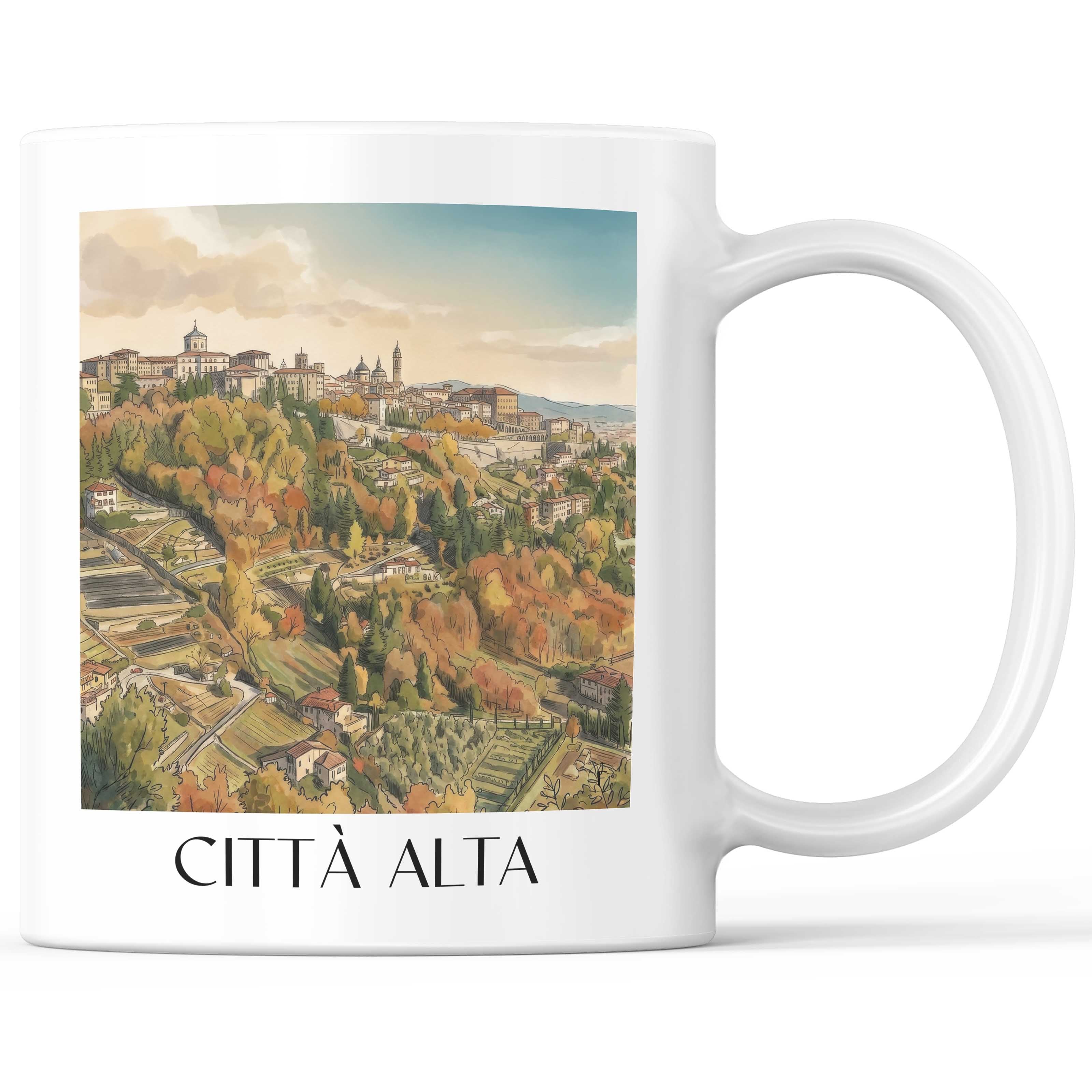 Città Alta Kaffeebecher - Bergamo - Italien Becher - Kaffeetasse im Aquarell Stil - favplace