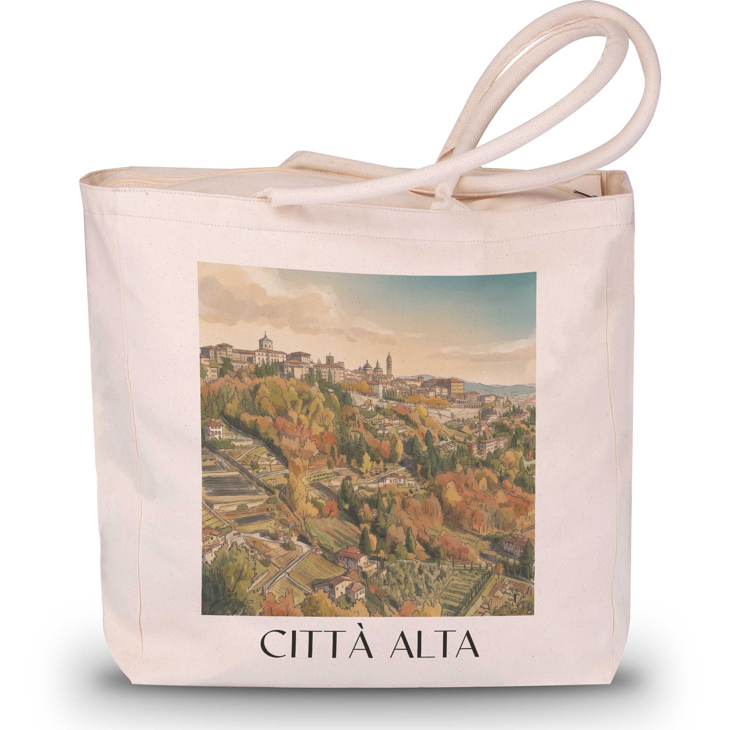 Città Alta Shopping Tasche - Bergamo - Italien Tote Bag - Einkaufstasche im Aquarell Stil - favplace