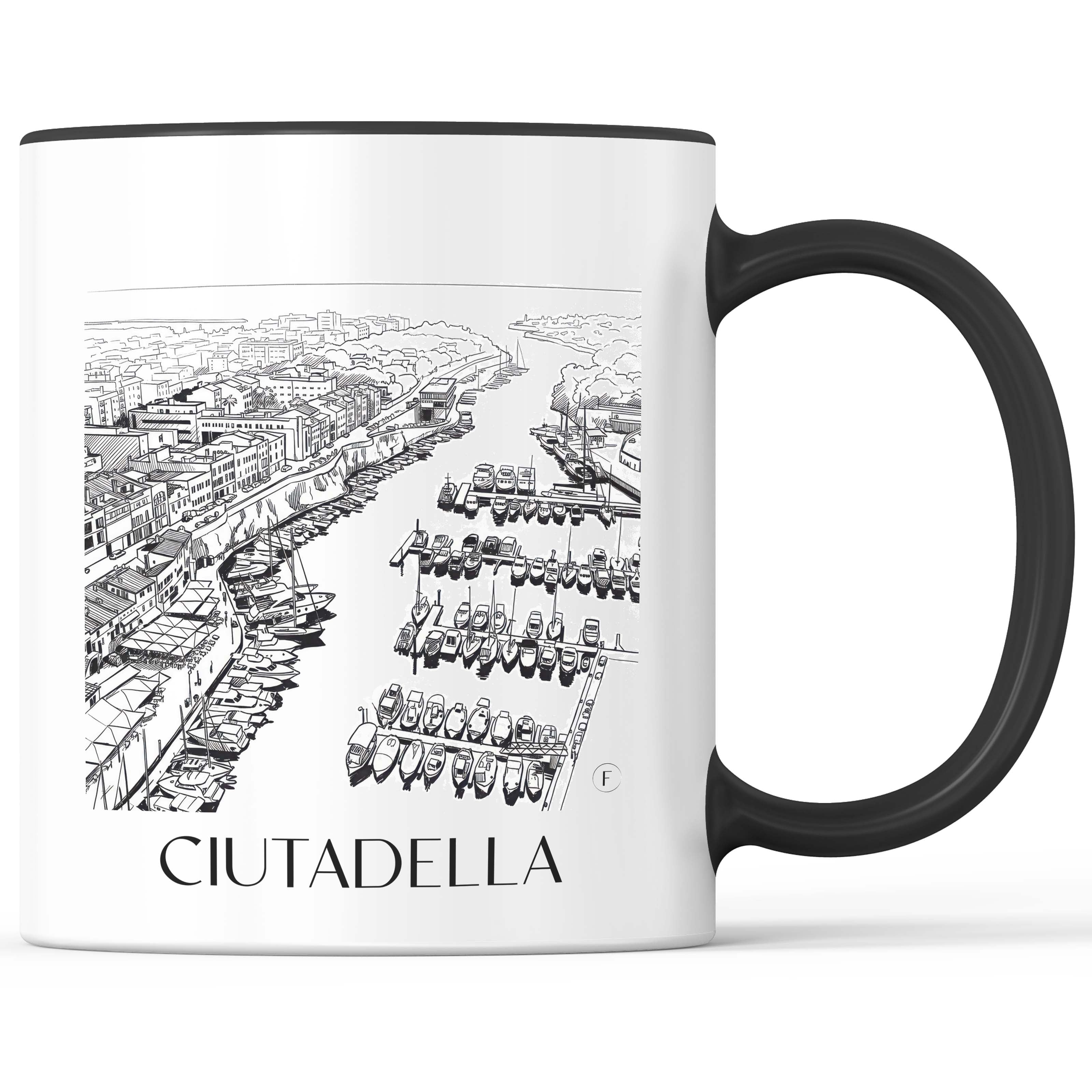 Ciutadella Kaffeebecher - Menorca - Spanien Becher - Kaffeetasse im Skizze Stil - favplace