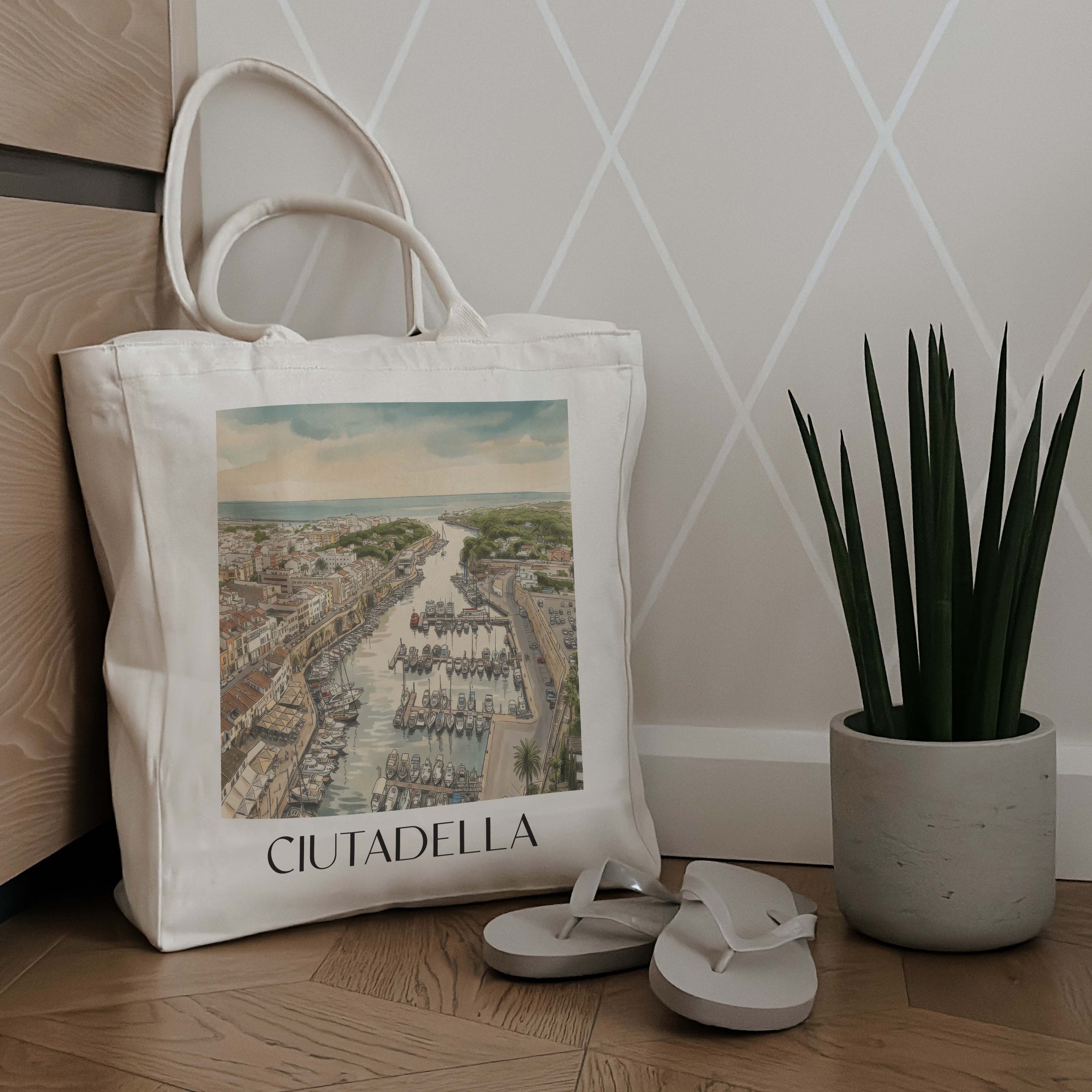 ciutadella-menorca-spanien-einkaufstasche-aquarell
