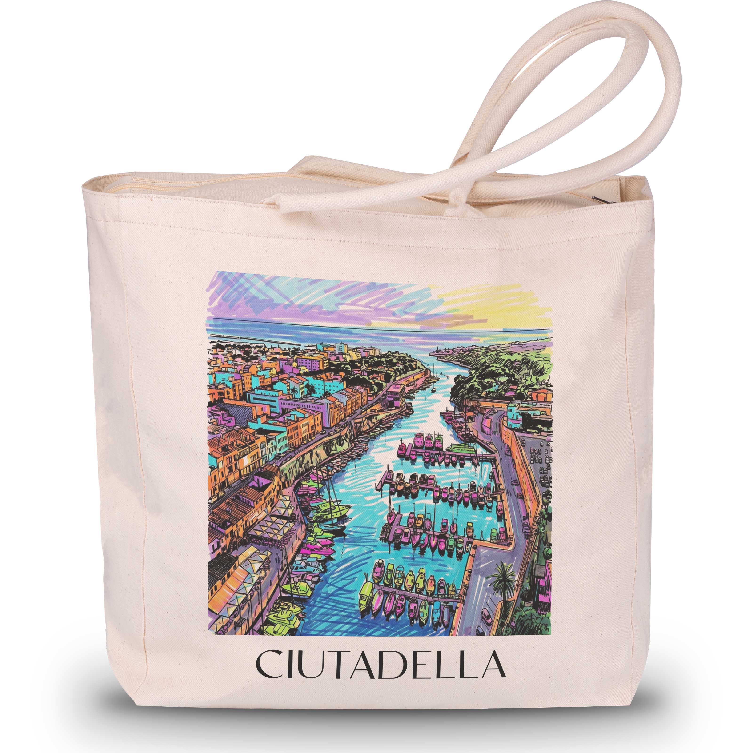 Ciutadella Shopping Tasche - Menorca - Spanien Tote Bag - Einkaufstasche im Tag Graffiti Stil - favplace