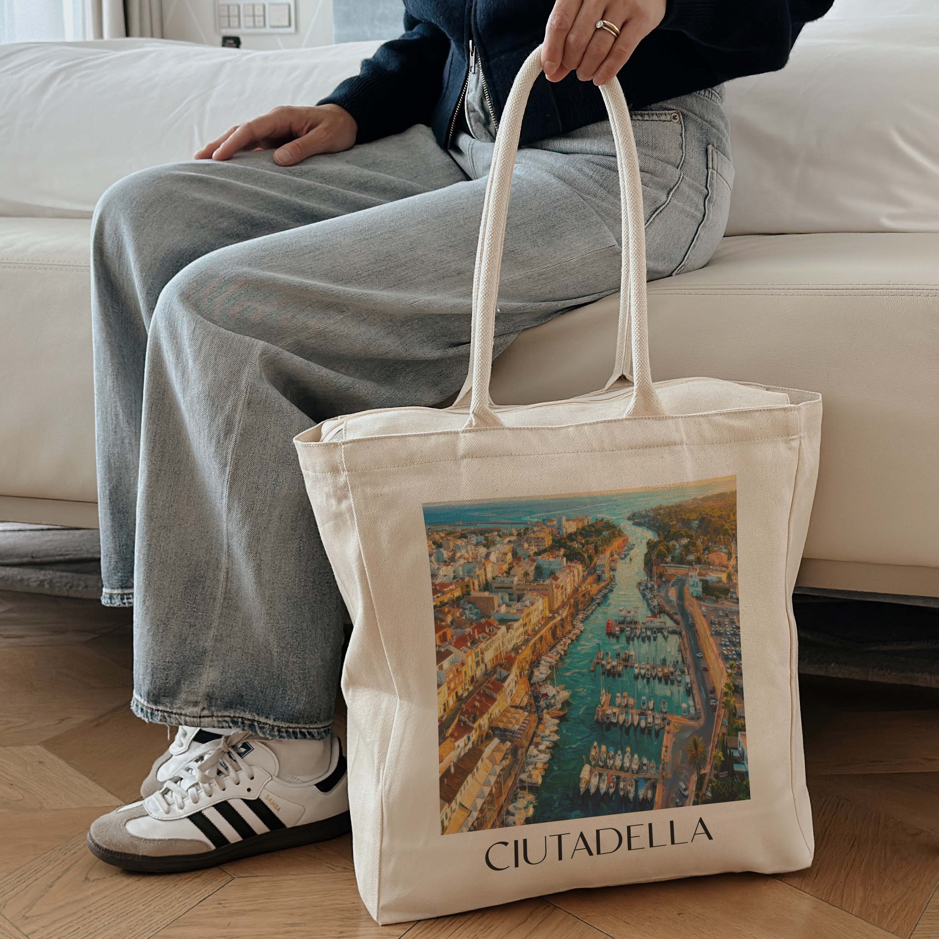 ciutadella-menorca-spanien-einkaufstasche-oil-painting-oelgemaelde