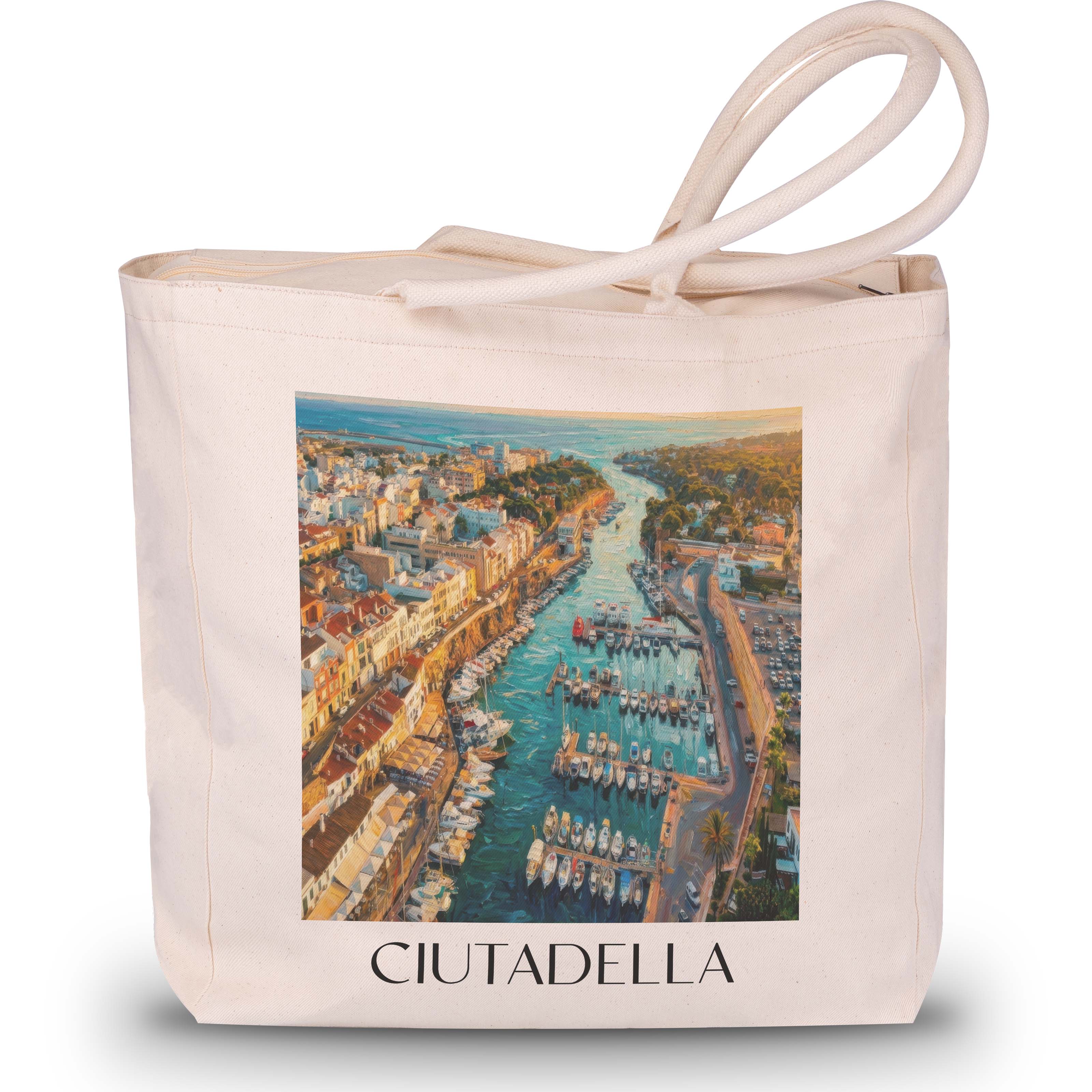 Ciutadella Shopping Tasche - Menorca - Spanien Tote Bag - Einkaufstasche im Ölgemälde Stil - favplace