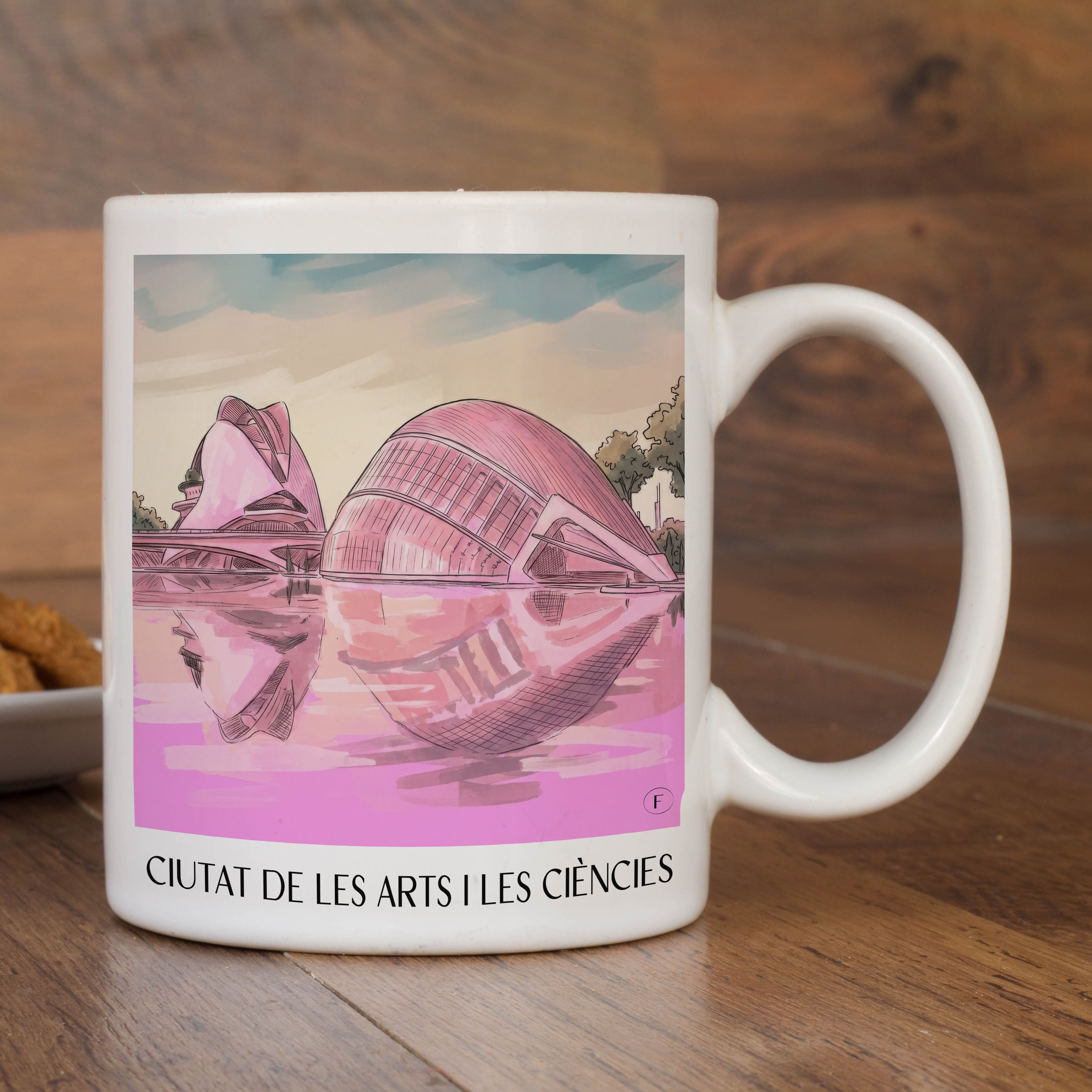 ciutat-de-les-arts-i-les-ciències-valencia-spanien-kaffeebecher-aquarell-pink-rosa