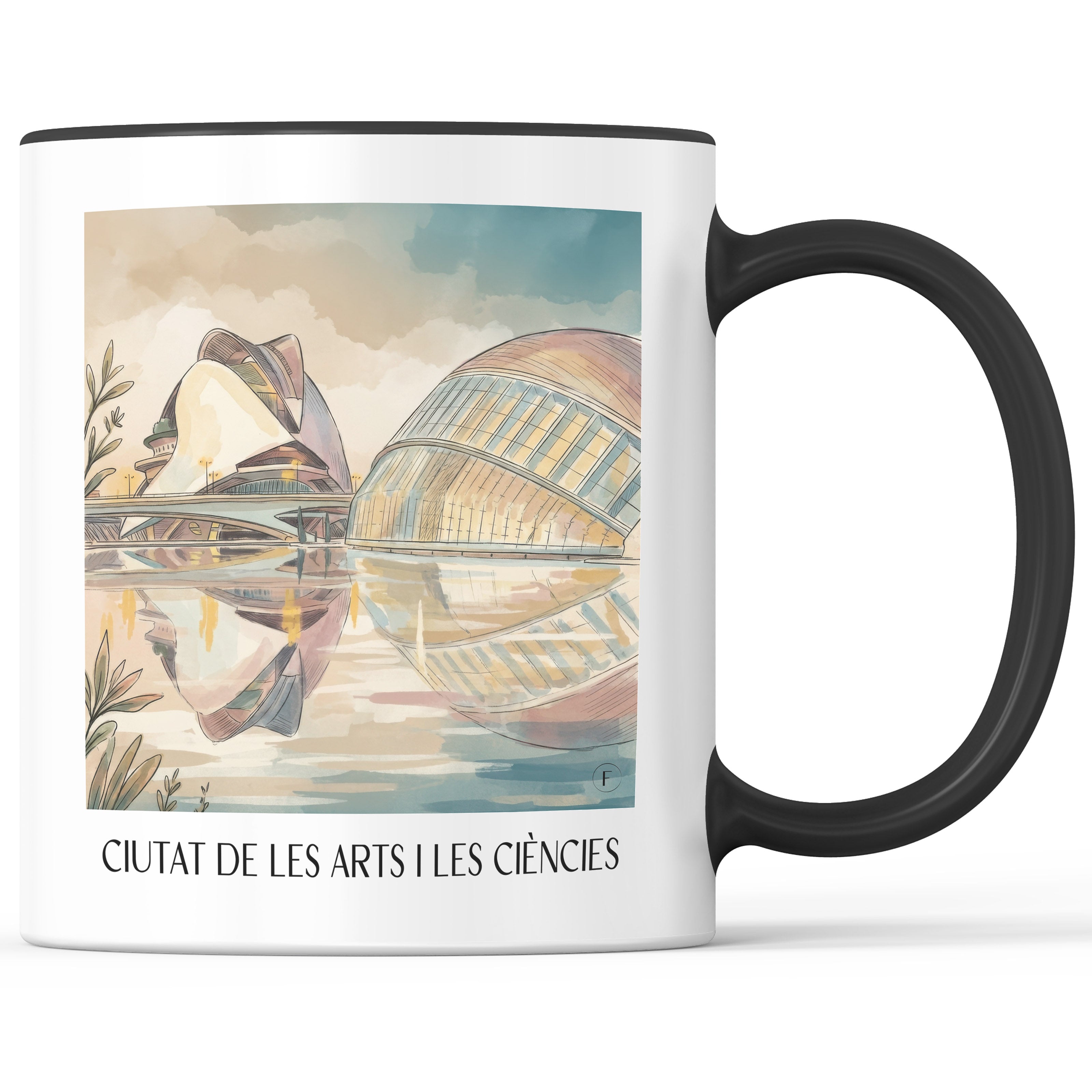 ciutat-de-les-arts-i-les-ciències-valencia-spanien-kaffeebecher-aquarell