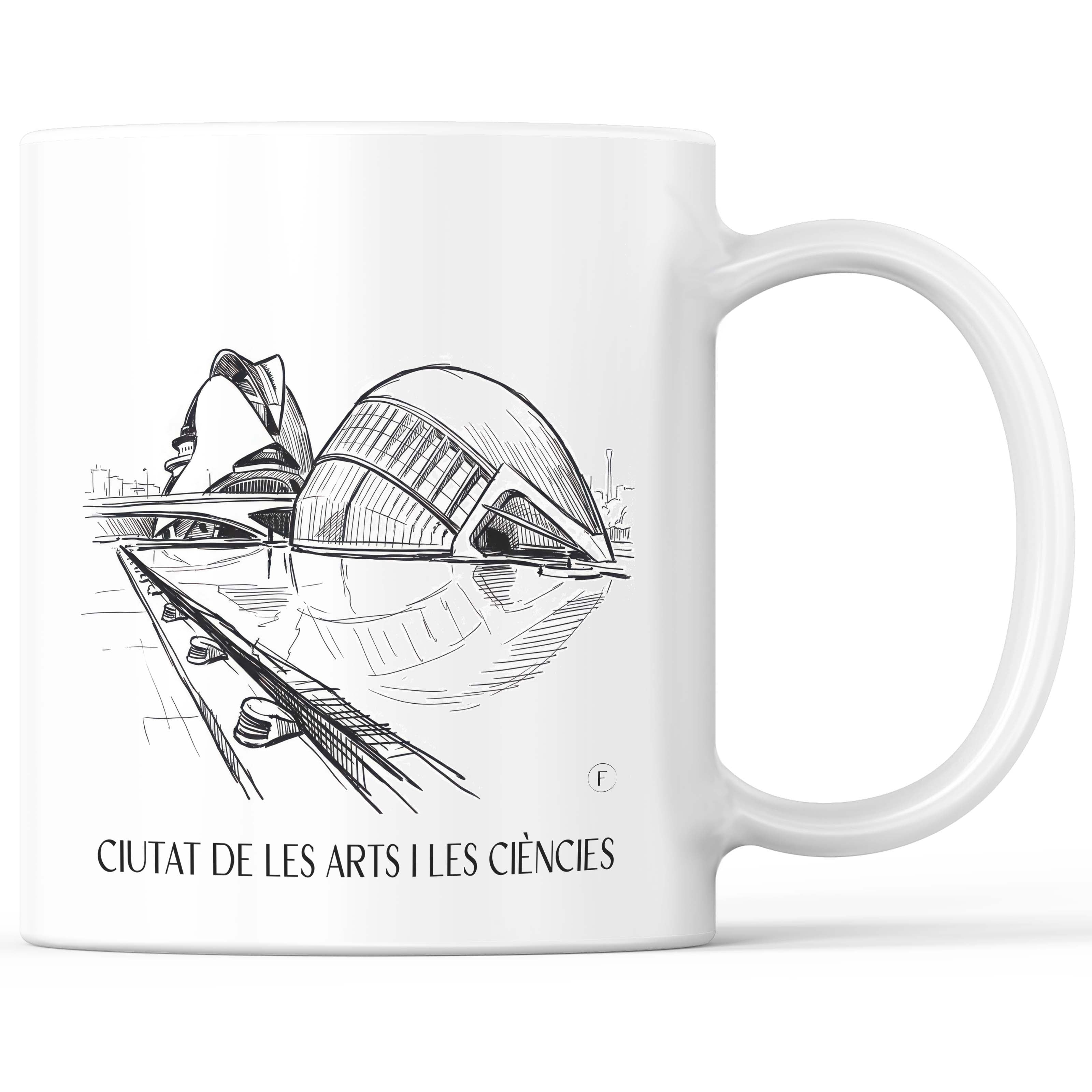 Ciutat de les Arts i les Ciències Kaffeebecher - Valencia - Spanien Becher - Kaffeetasse im Skizze Stil - favplace