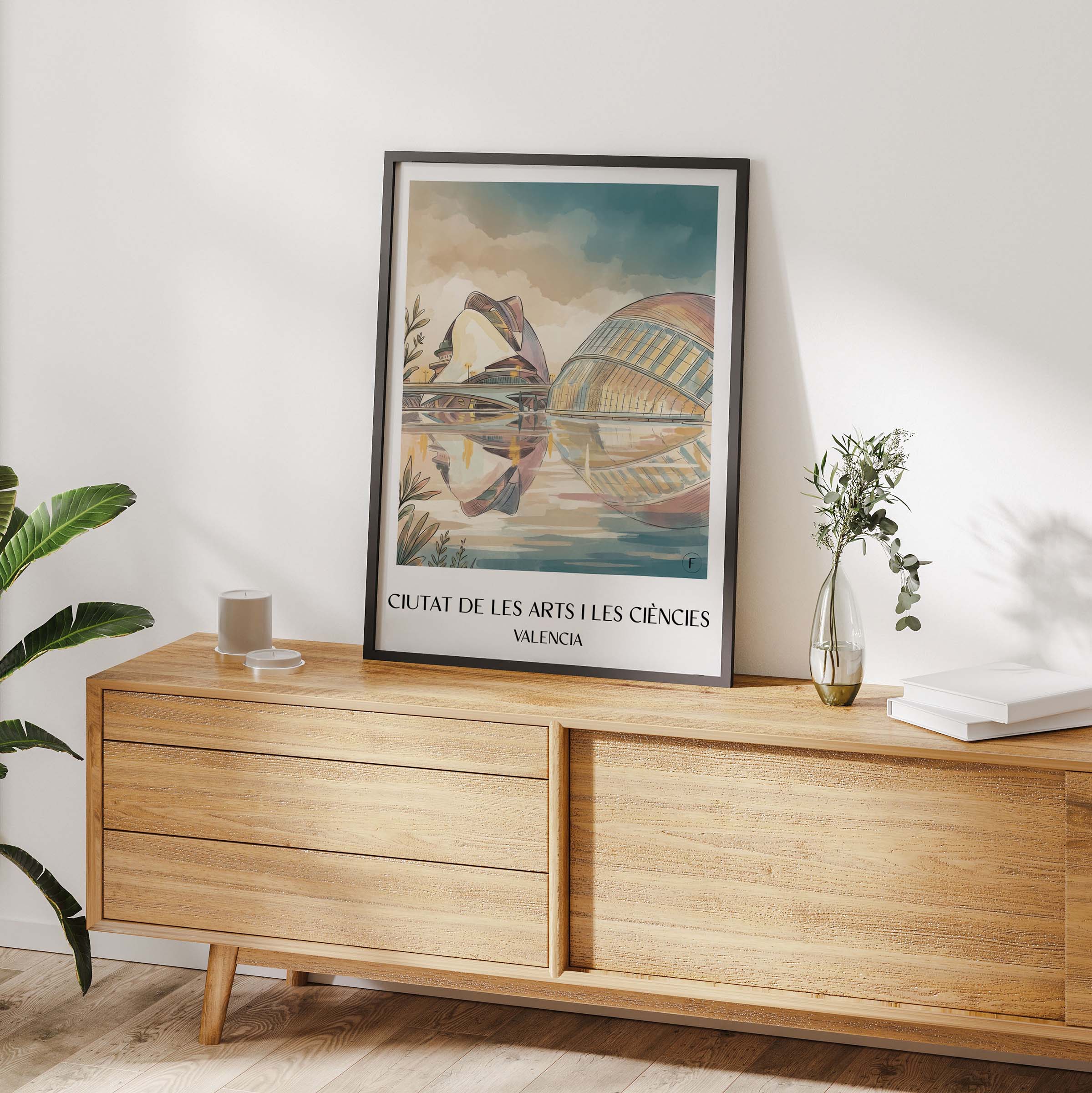ciutat-de-les-arts-i-les-ciències-valencia-spanien-poster-aquarell