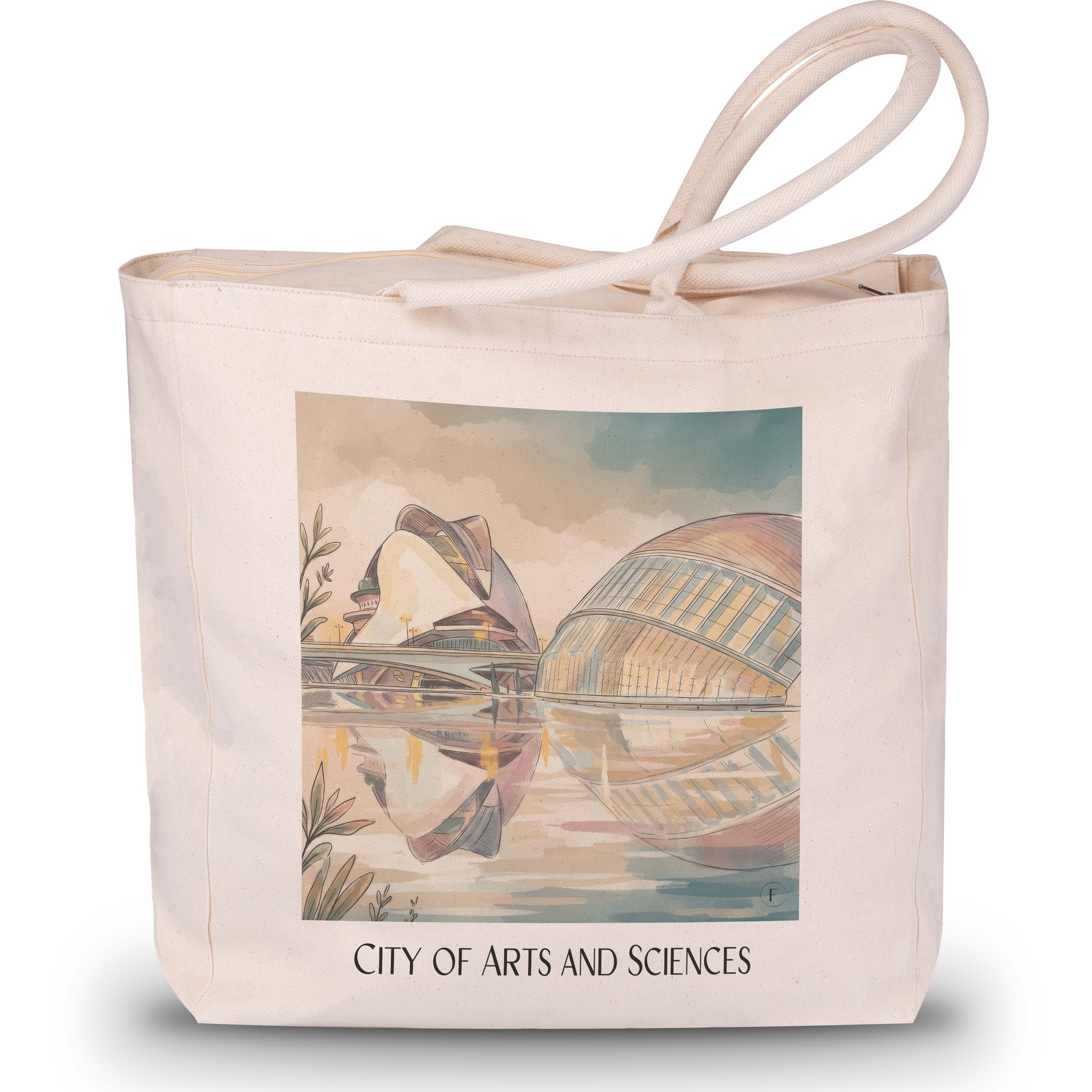 Ciutat de les Arts i les Ciències Shopping Tasche - Valencia - Spanien Tote Bag - Einkaufstasche im Aquarell Stil - favplace