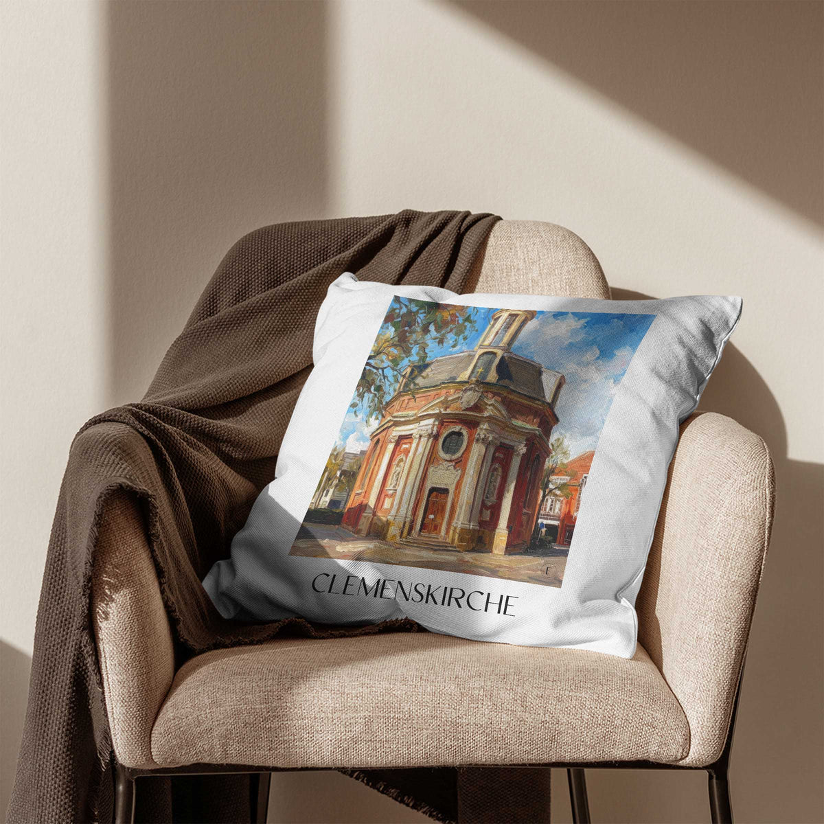 clemenskirche-münster-deutschland-kissenbezug-oil-painting-oelgemaelde