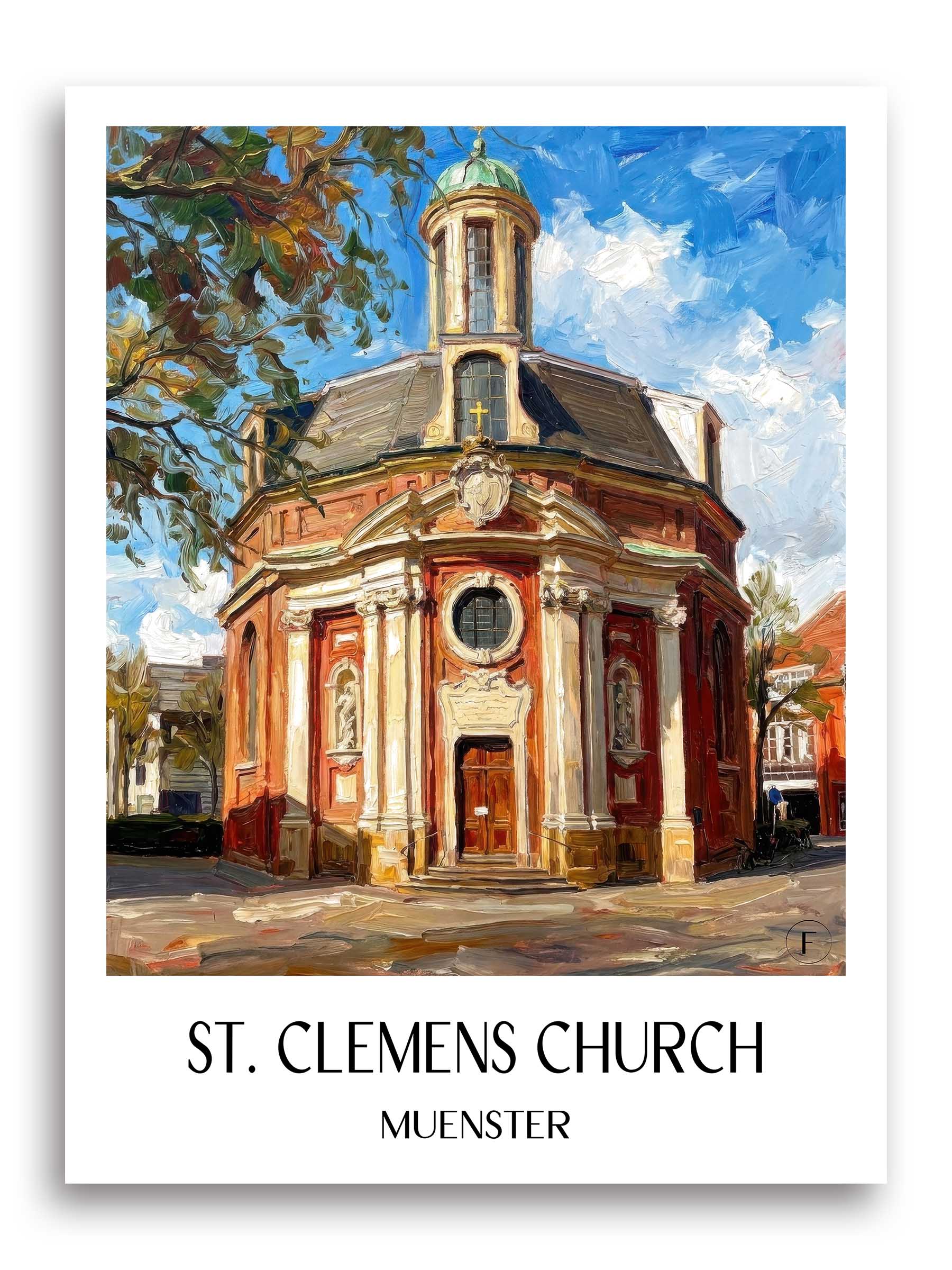Clemenskirche Poster - Münster - Deutschland Kunstdruck - Ölgemälde von A4 bis A1 - favplace