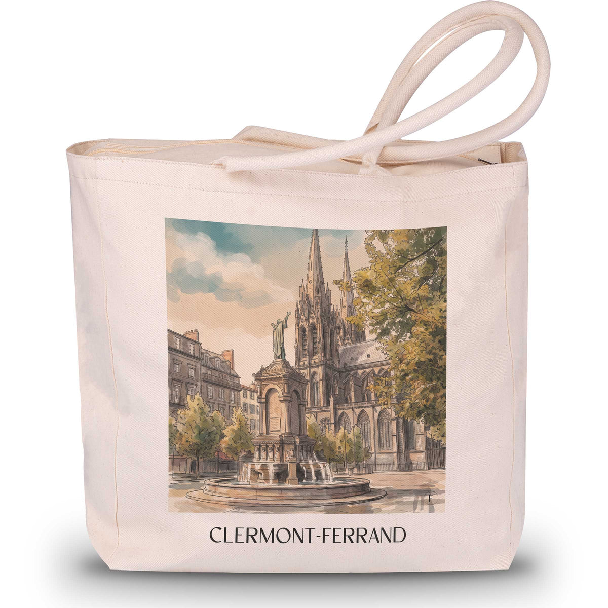 Clermont-Ferrand Shopping Tasche - Auvergne - Frankreich Tote Bag - Einkaufstasche im Aquarell Stil - favplace