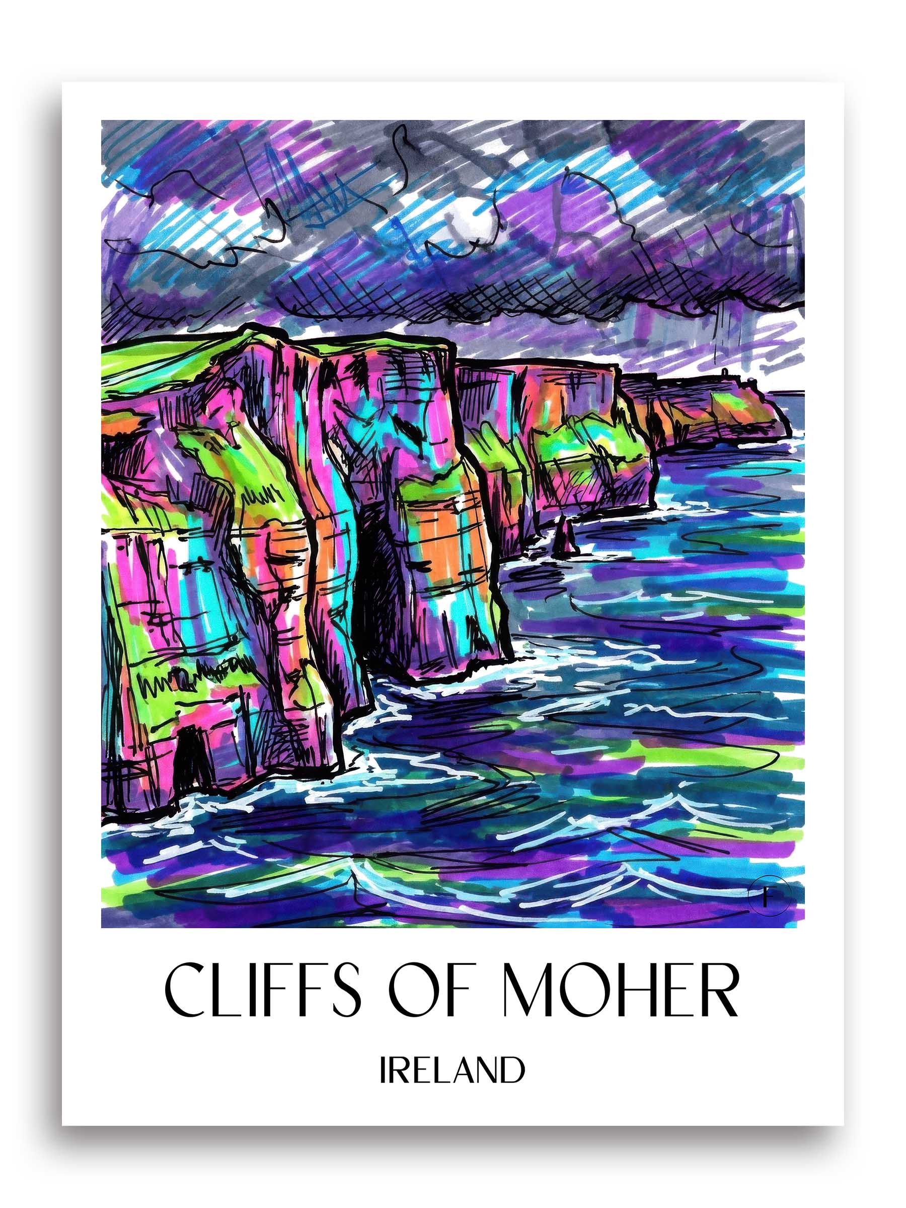 Cliffs of Moher Poster - Irland - Irland Kunstdruck - Tag Graffiti von A4 bis A1 - favplace