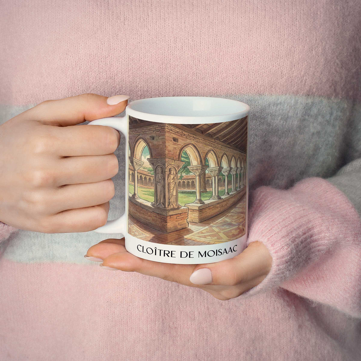 cloître-de-moisaac-okzitanien-frankreich-kaffeebecher-aquarell