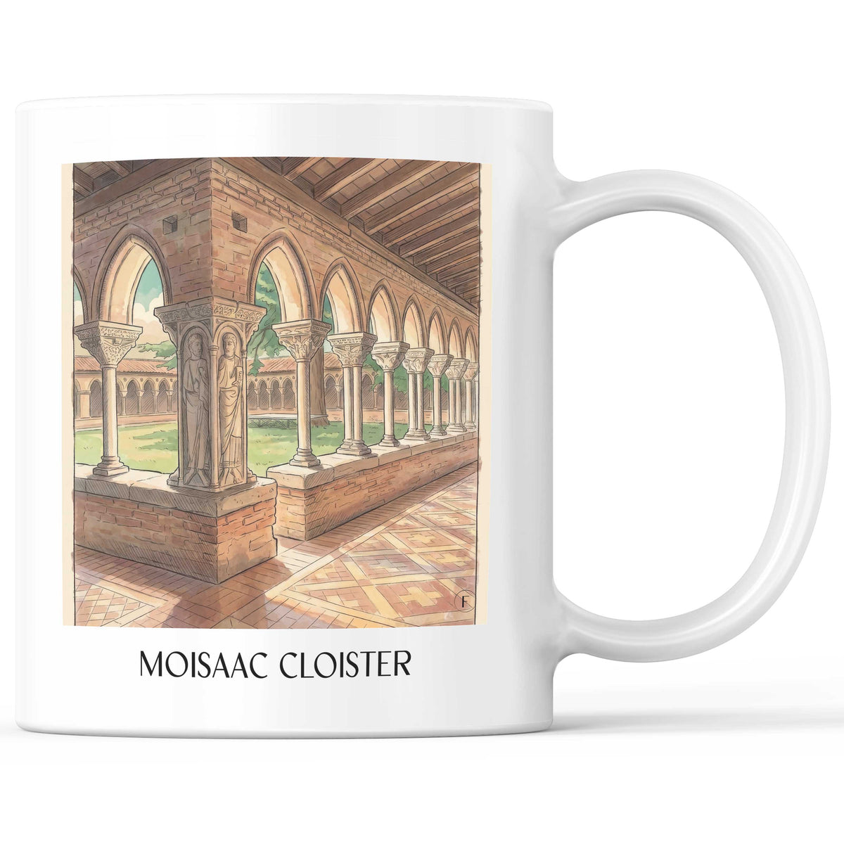 Cloître de Moisaac Kaffeebecher - Okzitanien - Frankreich Becher - Kaffeetasse im Aquarell Stil - favplace