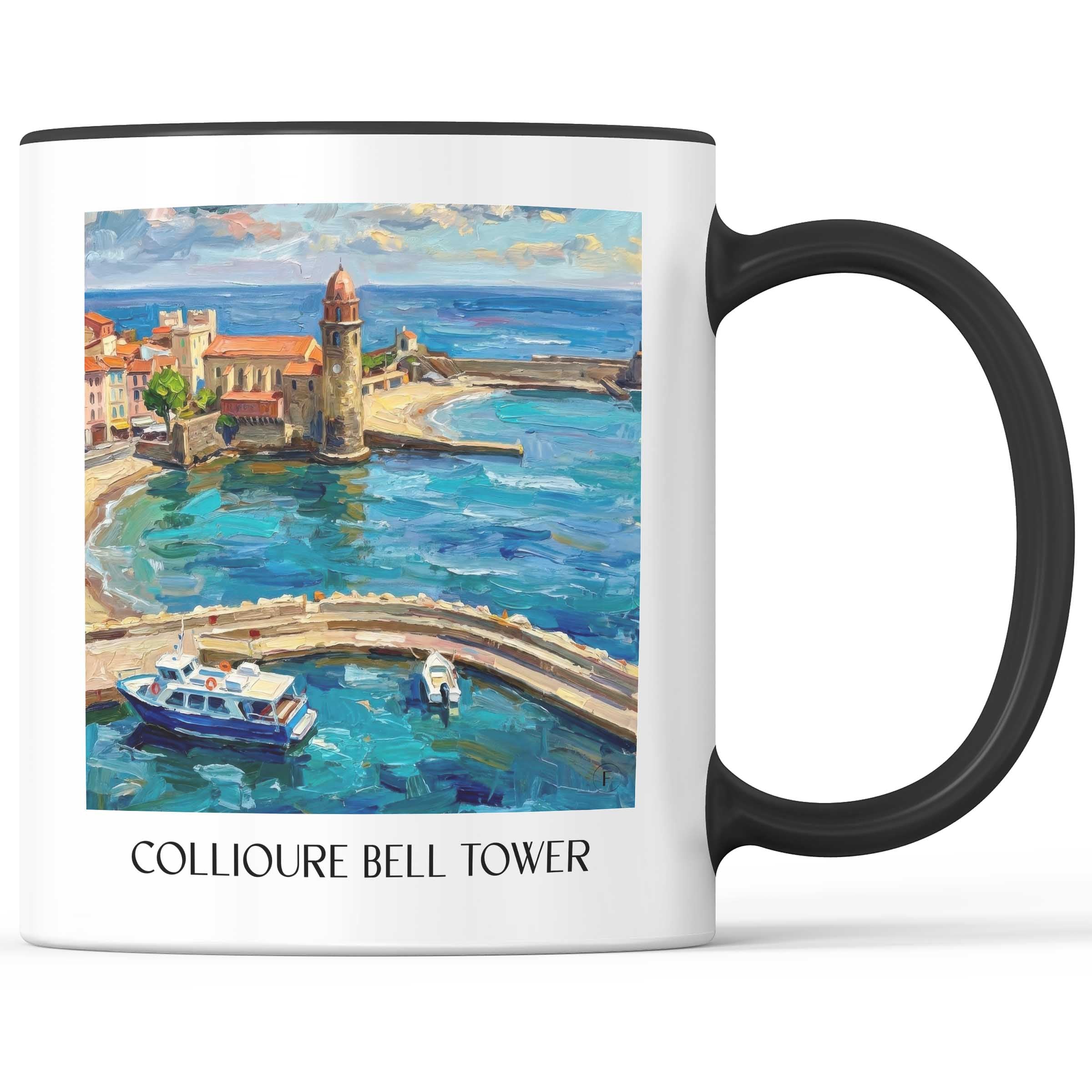 Clocher de Collioure Kaffeebecher - Côte Vermeille - Frankreich Becher - Kaffeetasse im Ölgemälde Stil - favplace